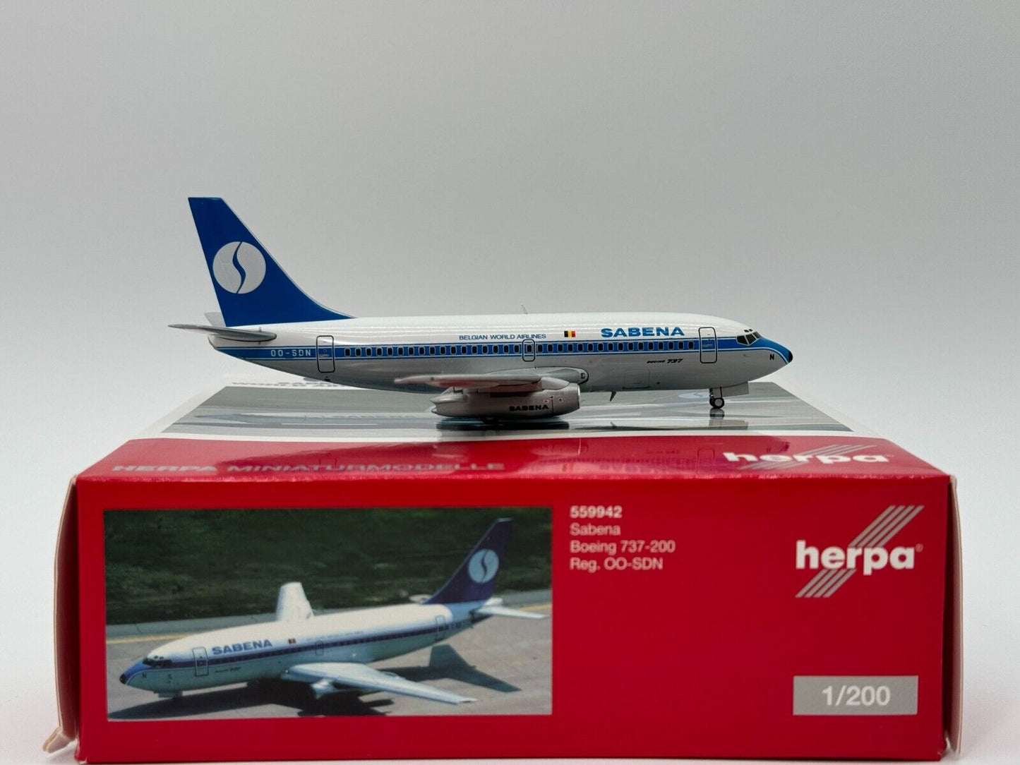 Herpa 1:200 Sabena Boeing 737-200 OO-SDN 559942