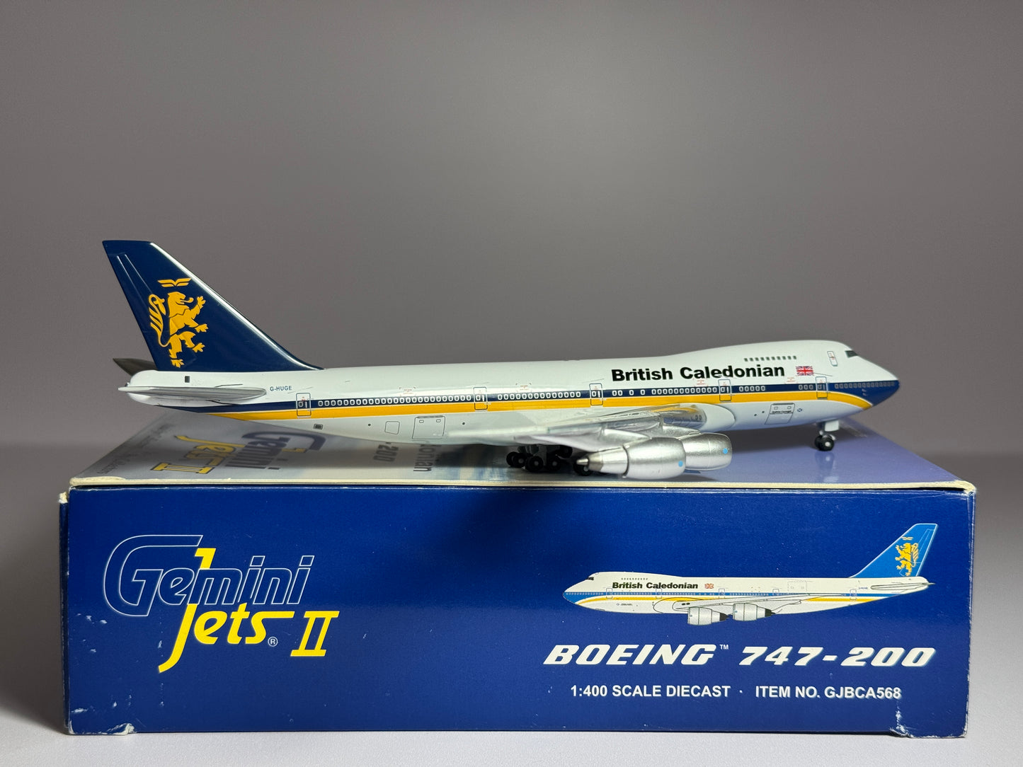 Gemini Jets 1:400 British Caledonian Boeing 747-200 G-HUGE 1980s scheme GJBCA568