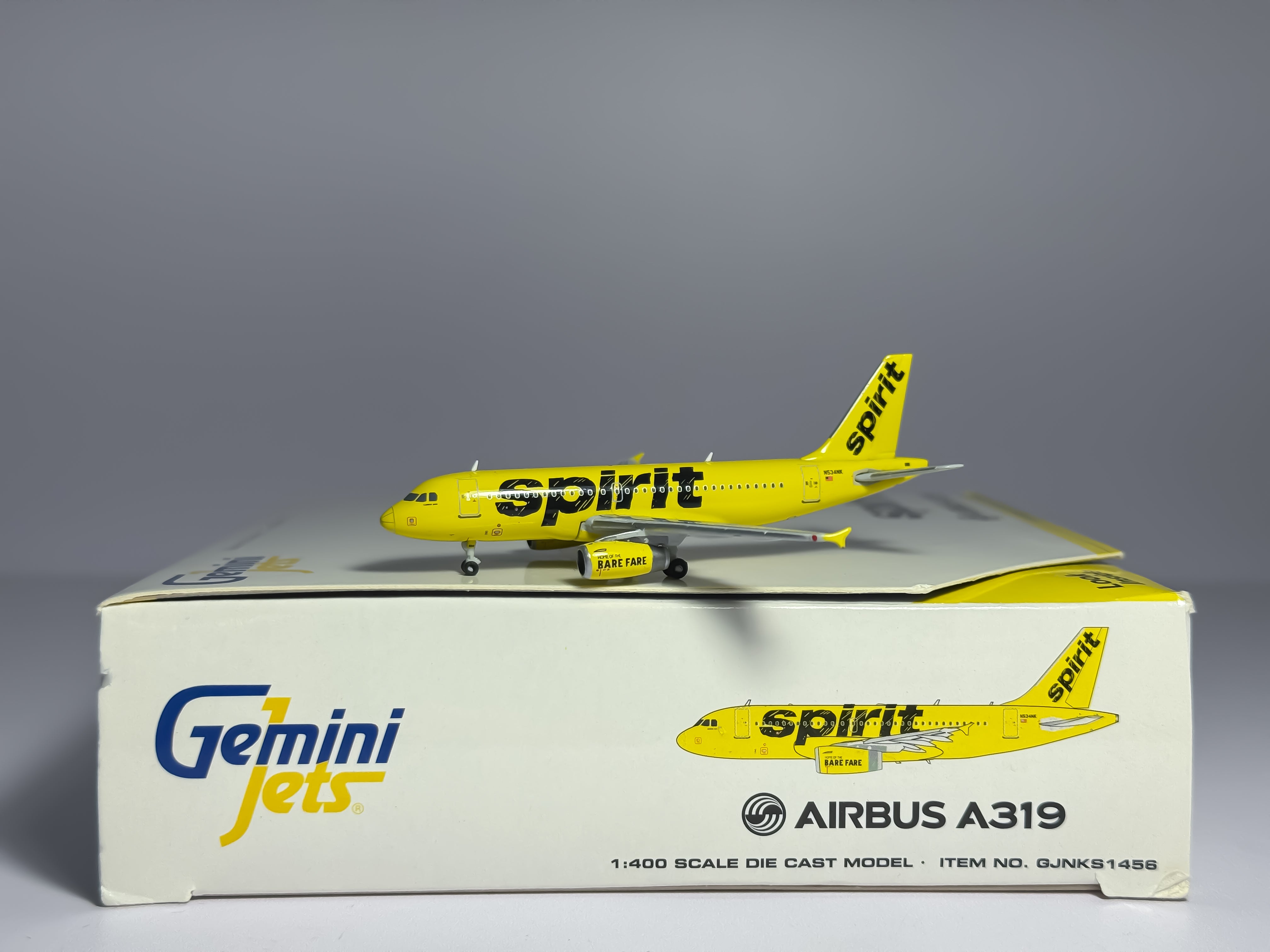 Spirit Airlines Airbus A319 1:400 Diecast Aircraft - Gemini Jets