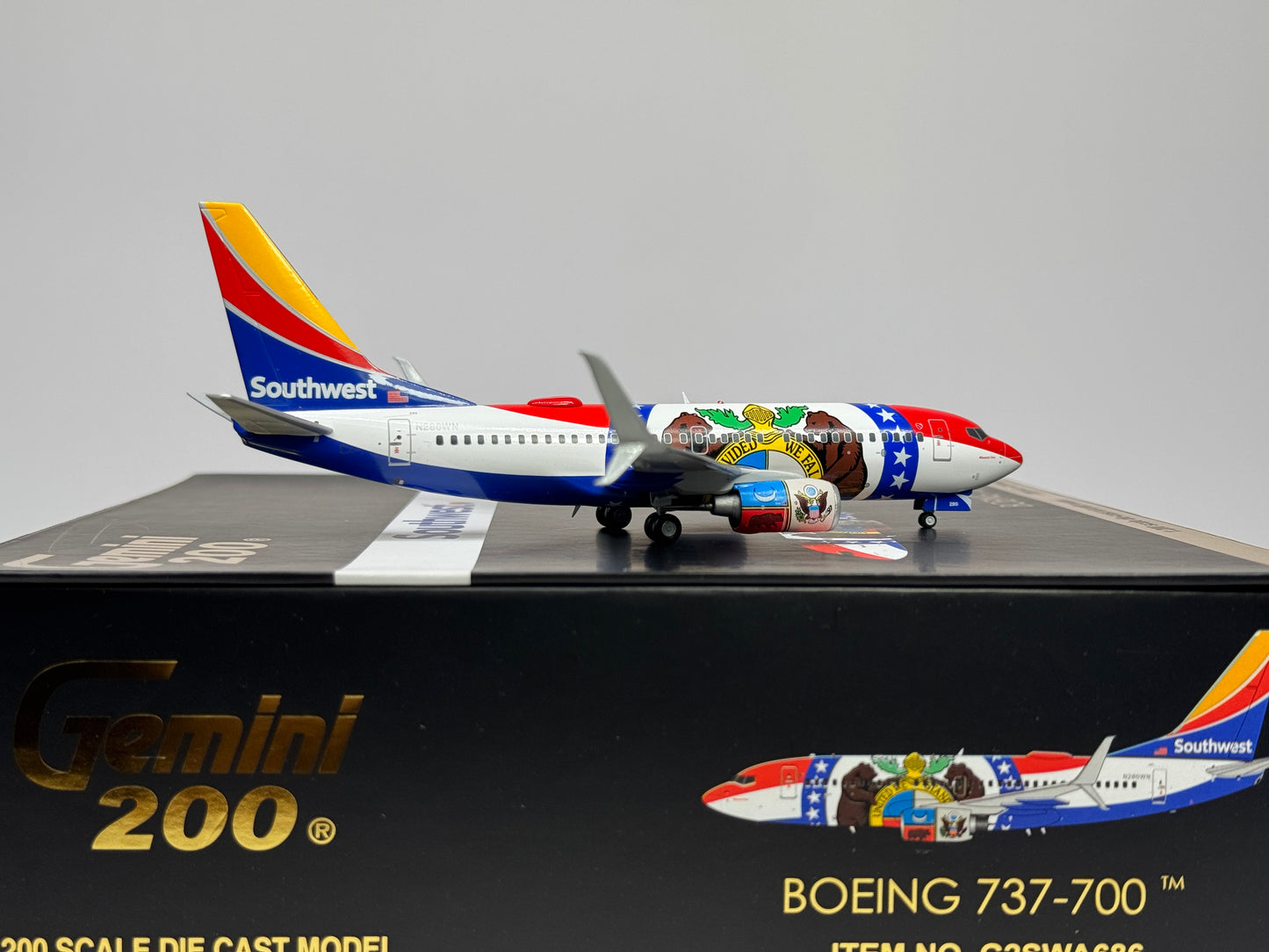 Gemini Jets 1:200 Southwest Airlines Boeing 737-700 N280WN Missouri One G2SWA686