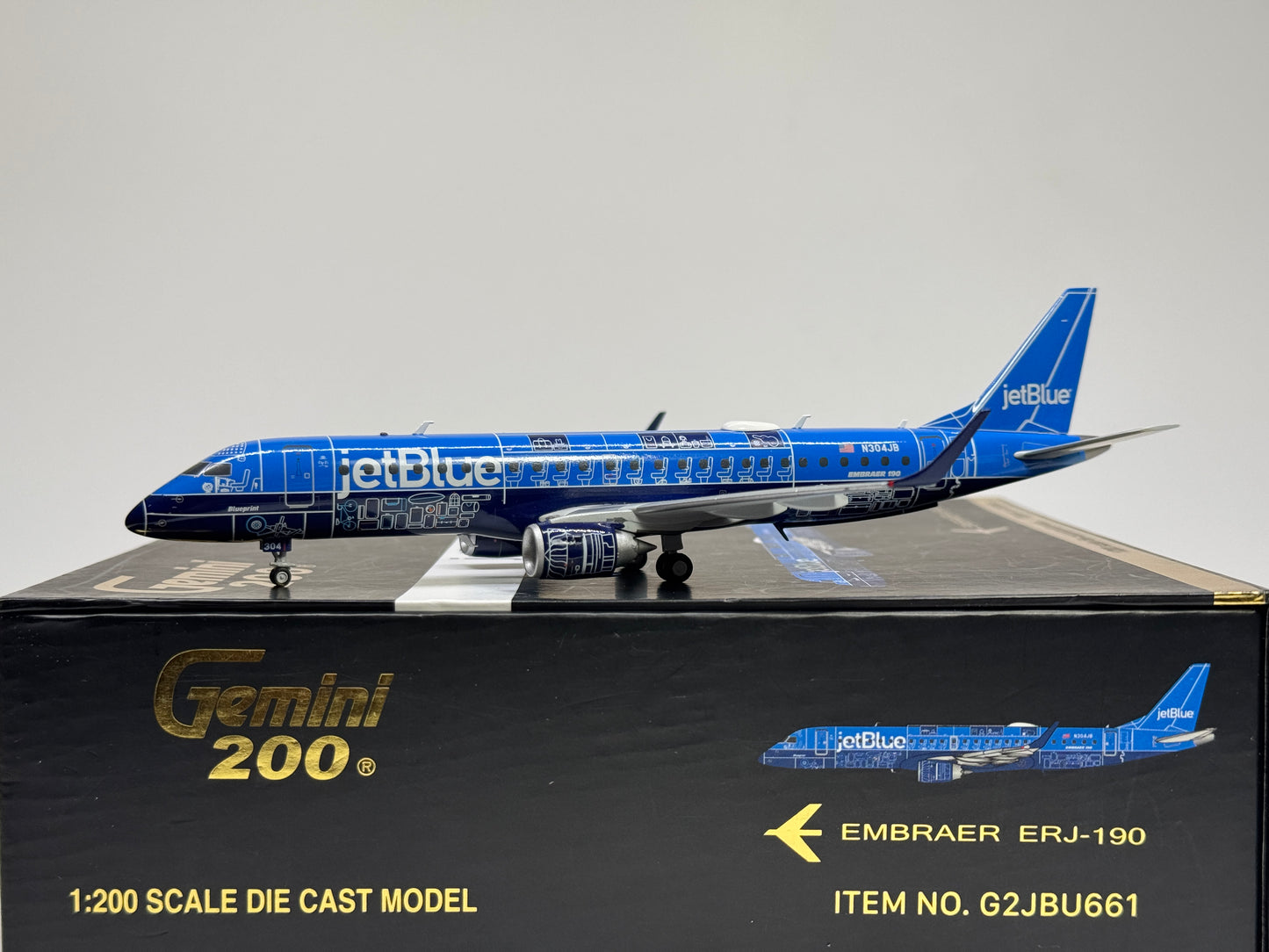 Gemini Jets 1:200 JetBlue Airways Embraer E190 N304JB "Blue Print" G2JBU661