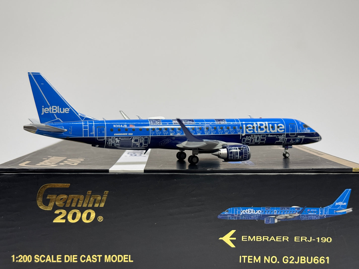 Gemini Jets 1:200 JetBlue Airways Embraer E190 N304JB "Blue Print" G2JBU661