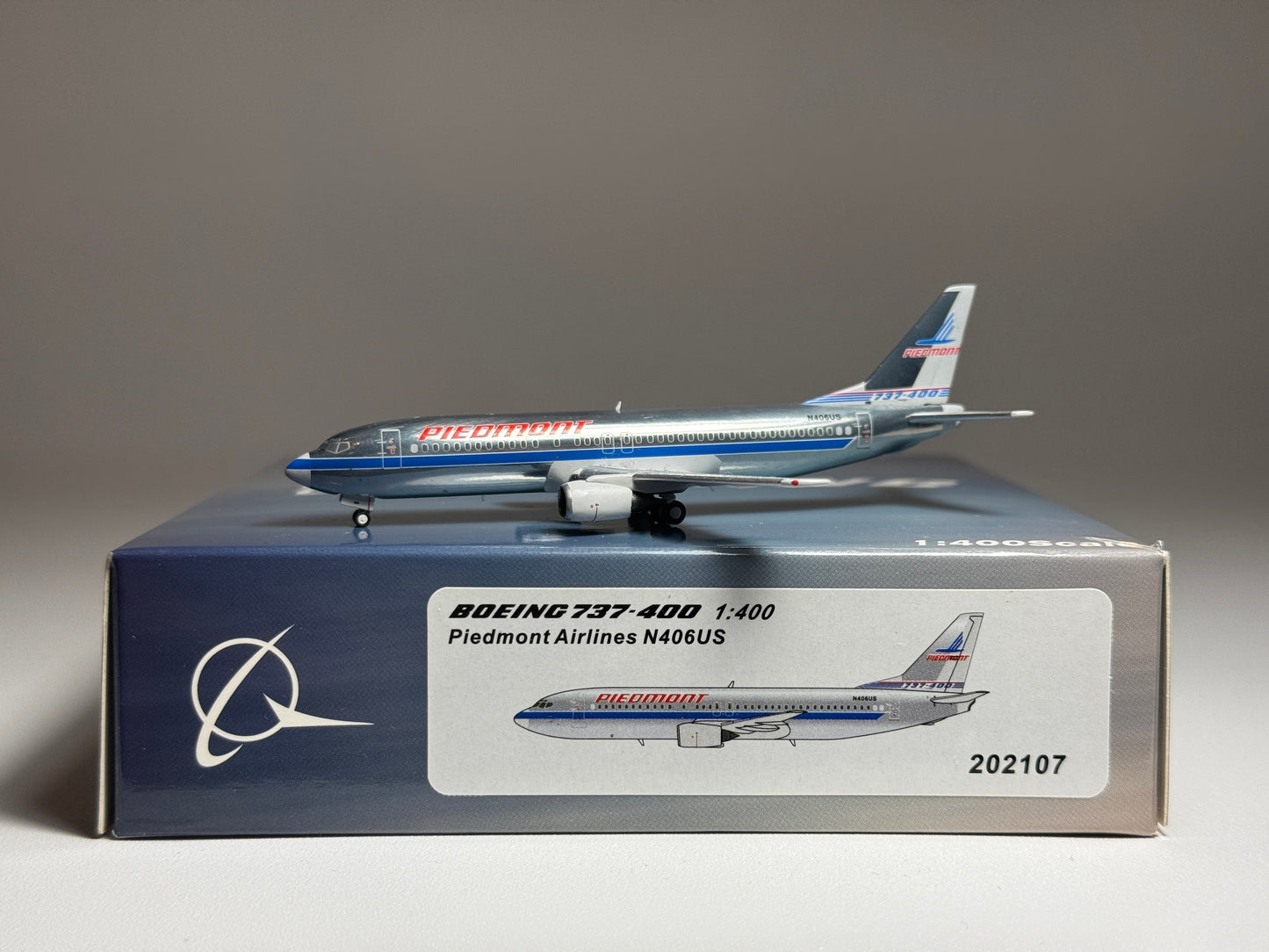 Panda Models 1:400 Piedmont Airlines Boeing 737-400 N406US Polished PM202107