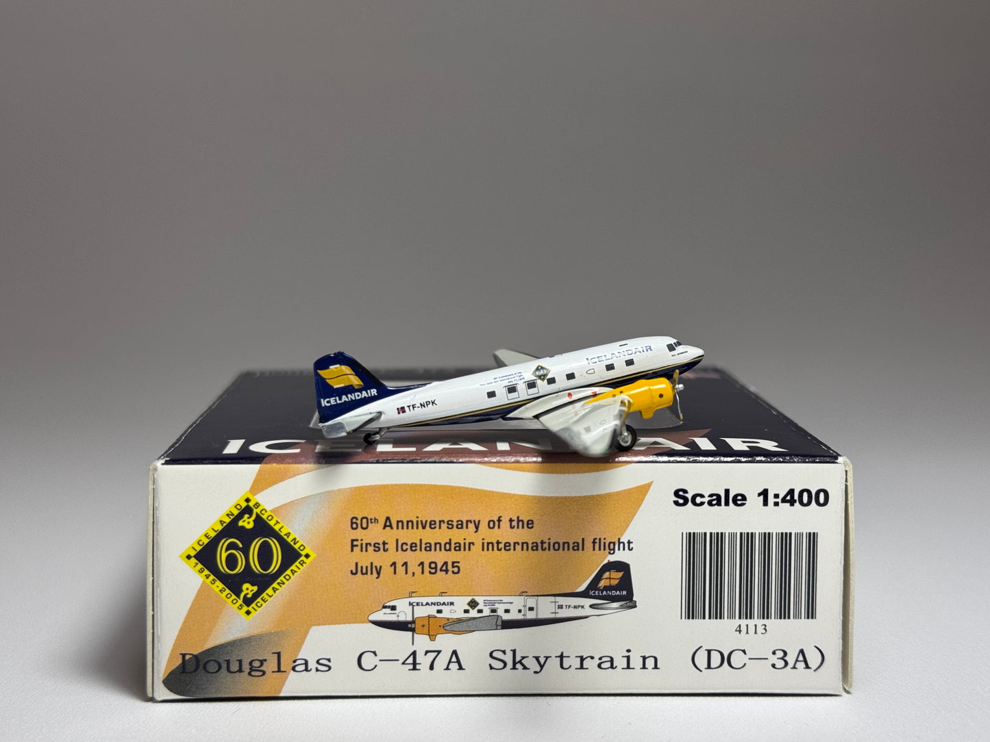 JC Wings 1:400 Icelandair Douglas C-47A TF-NPK 60th Anniversary FL4113
