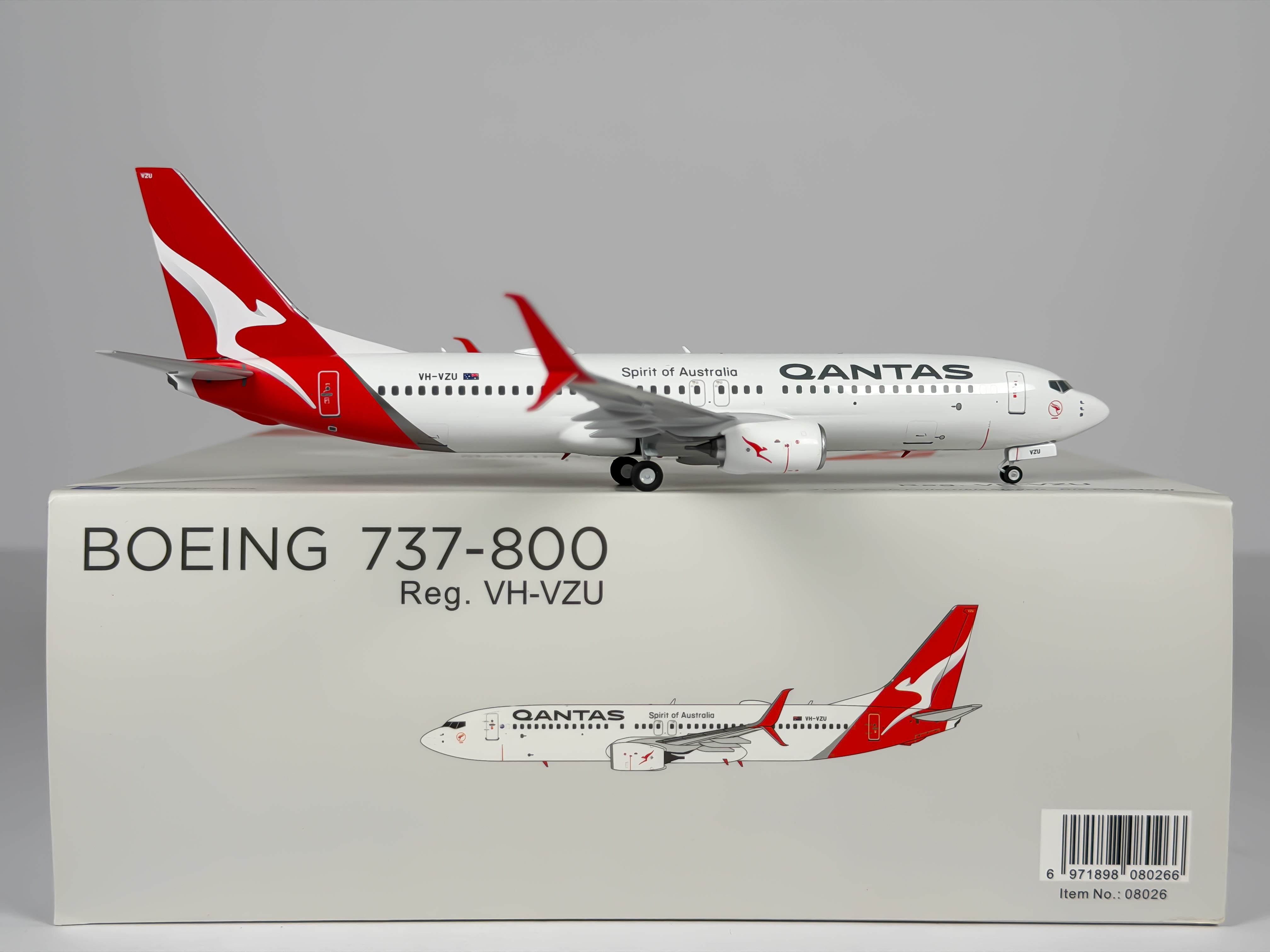 Qantas Airways Boeing 737-800 1:200 NG Model VH-VZU (08026)