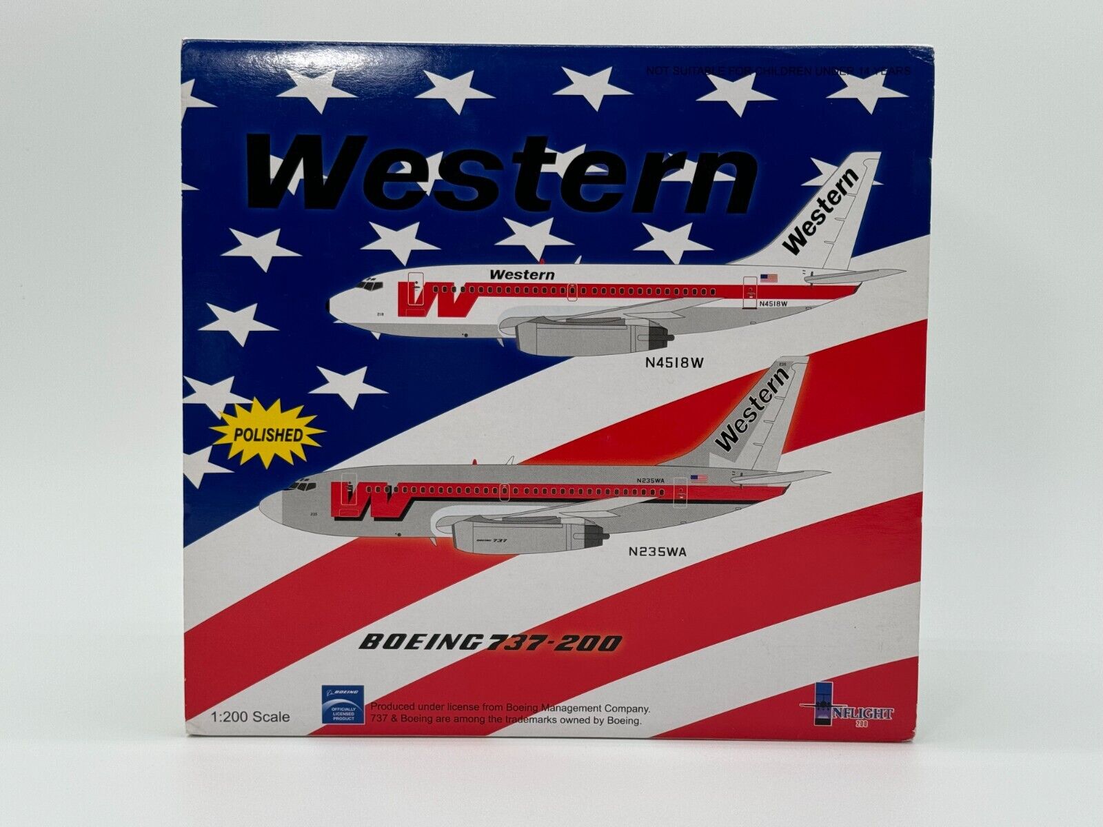 Inflight200 Western Airlines Boeing 737-200 N235WA Polished Metal IF7320911PA