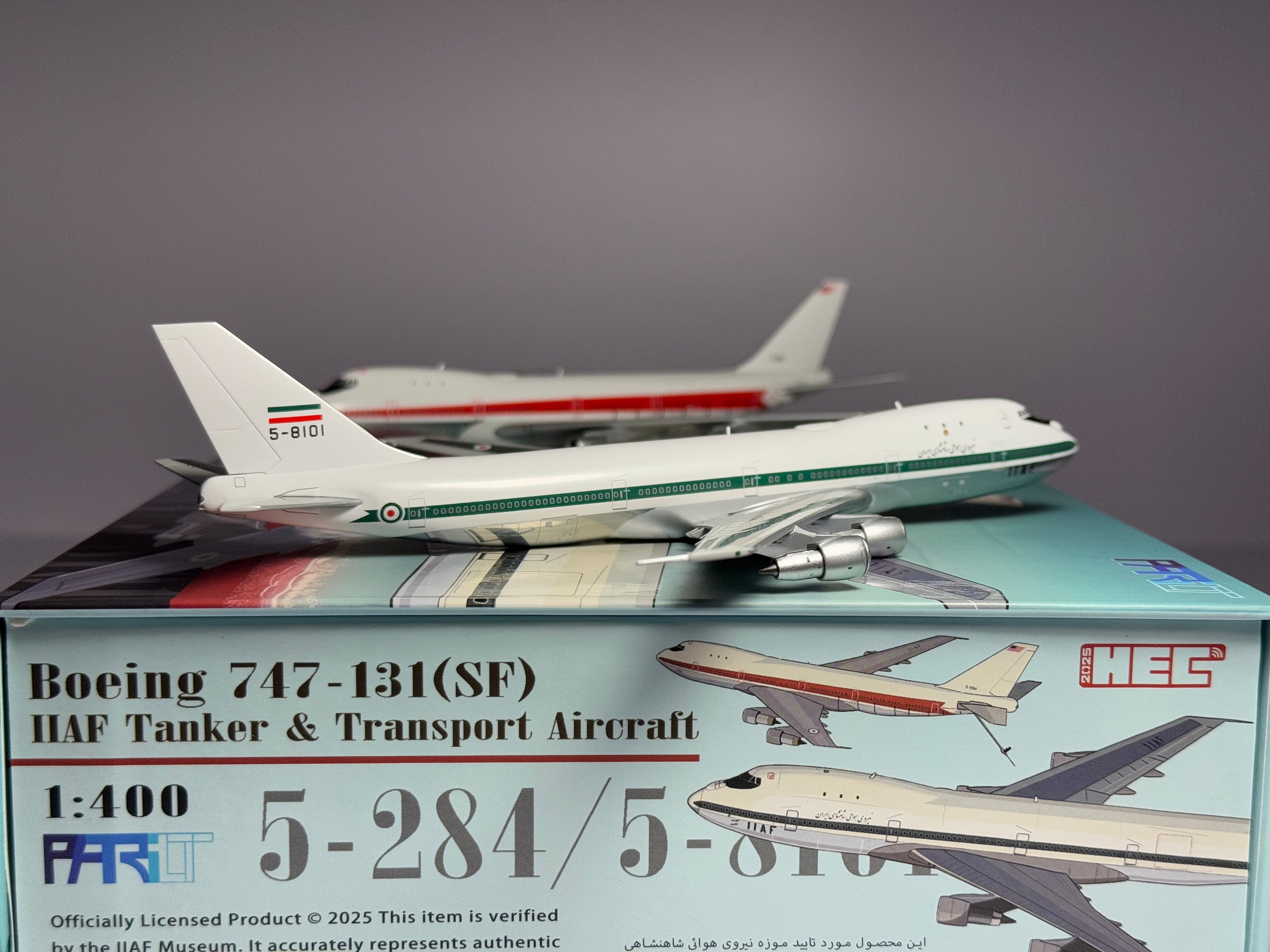Patriot Model 1:400 Iranian Air Force IIAF Tanker Boeing 747-100SF 5-284 & 5-8101 2 Plane Set PT-400-017