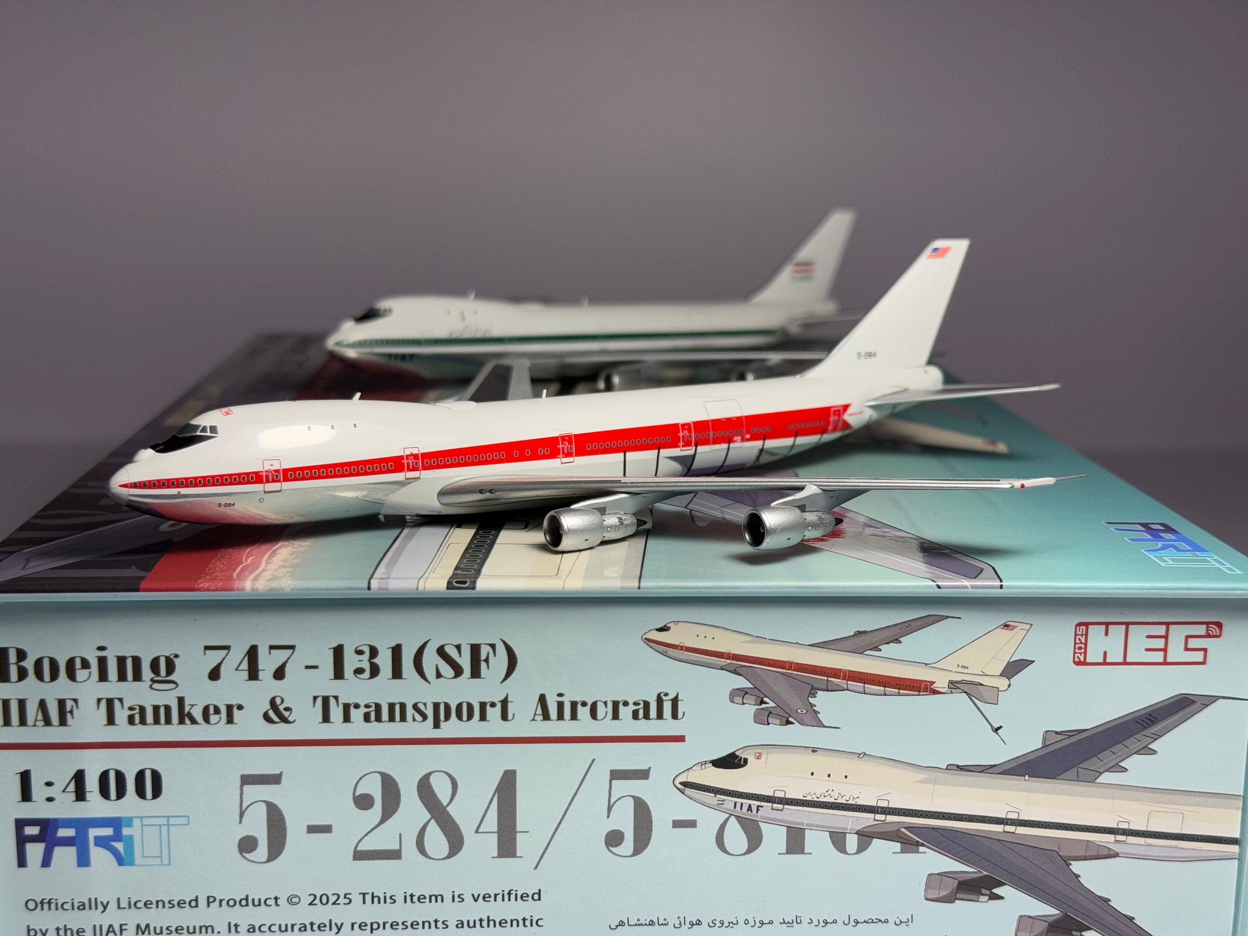 Patriot Model 1:400 Iranian Air Force IIAF Tanker Boeing 747-100SF 5-284 & 5-8101 2 Plane Set PT-400-017