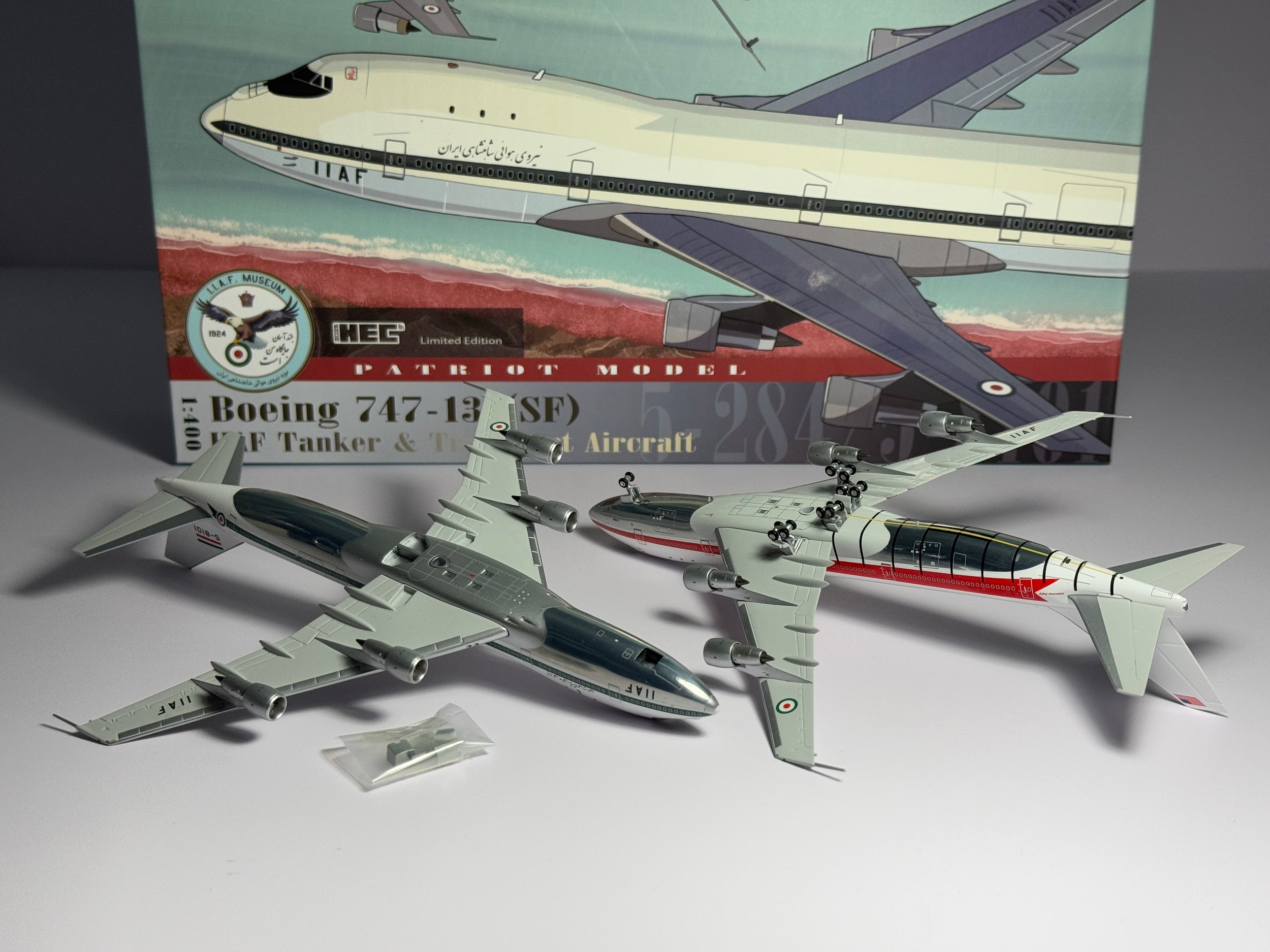 Patriot Model 1:400 Iranian Air Force IIAF Tanker Boeing 747-100SF 5-284 & 5-8101 2 Plane Set PT-400-017