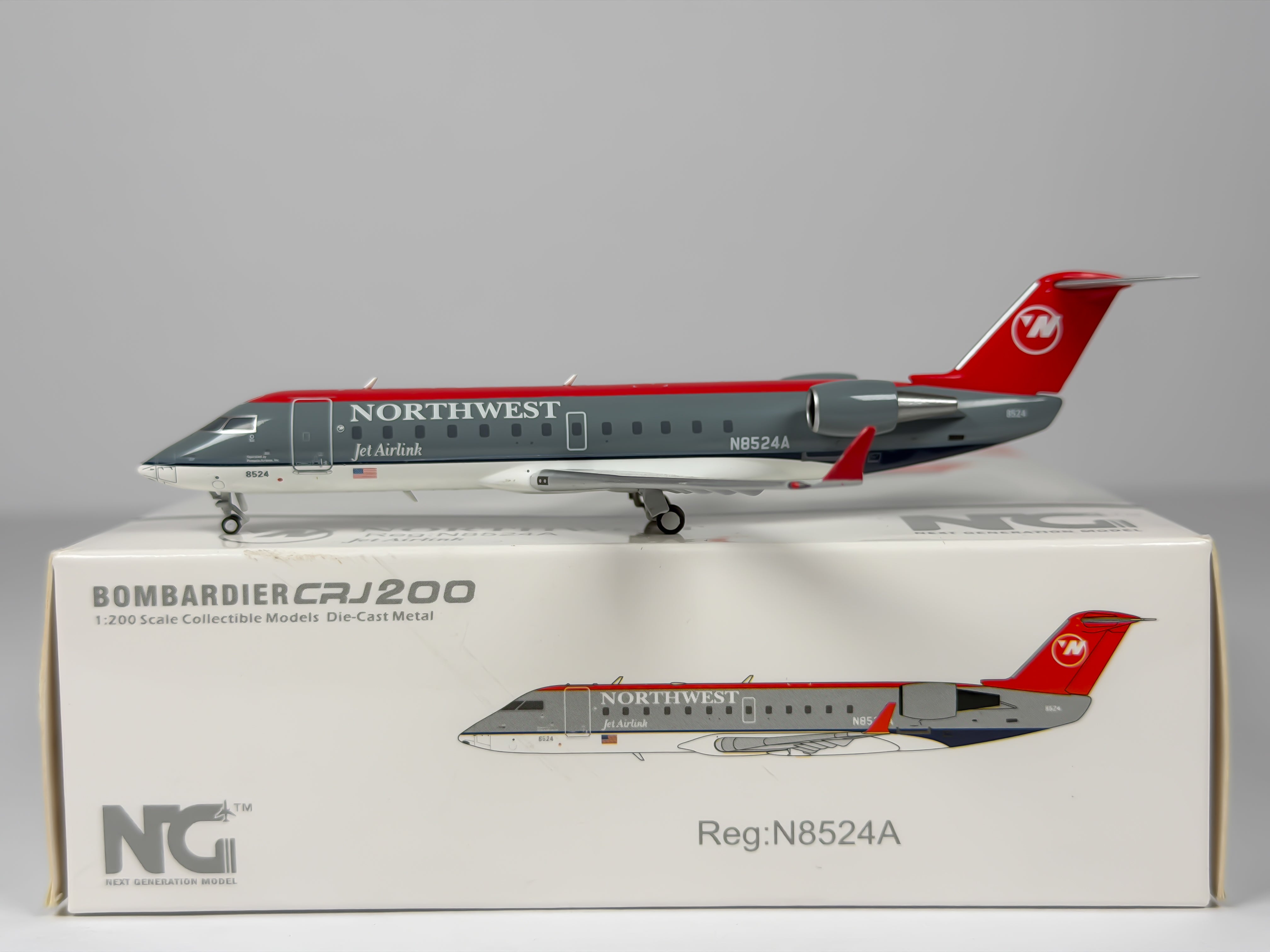 Northwest Airlink Bombardier CRJ200 1:200 NG Models N8524A (52028)