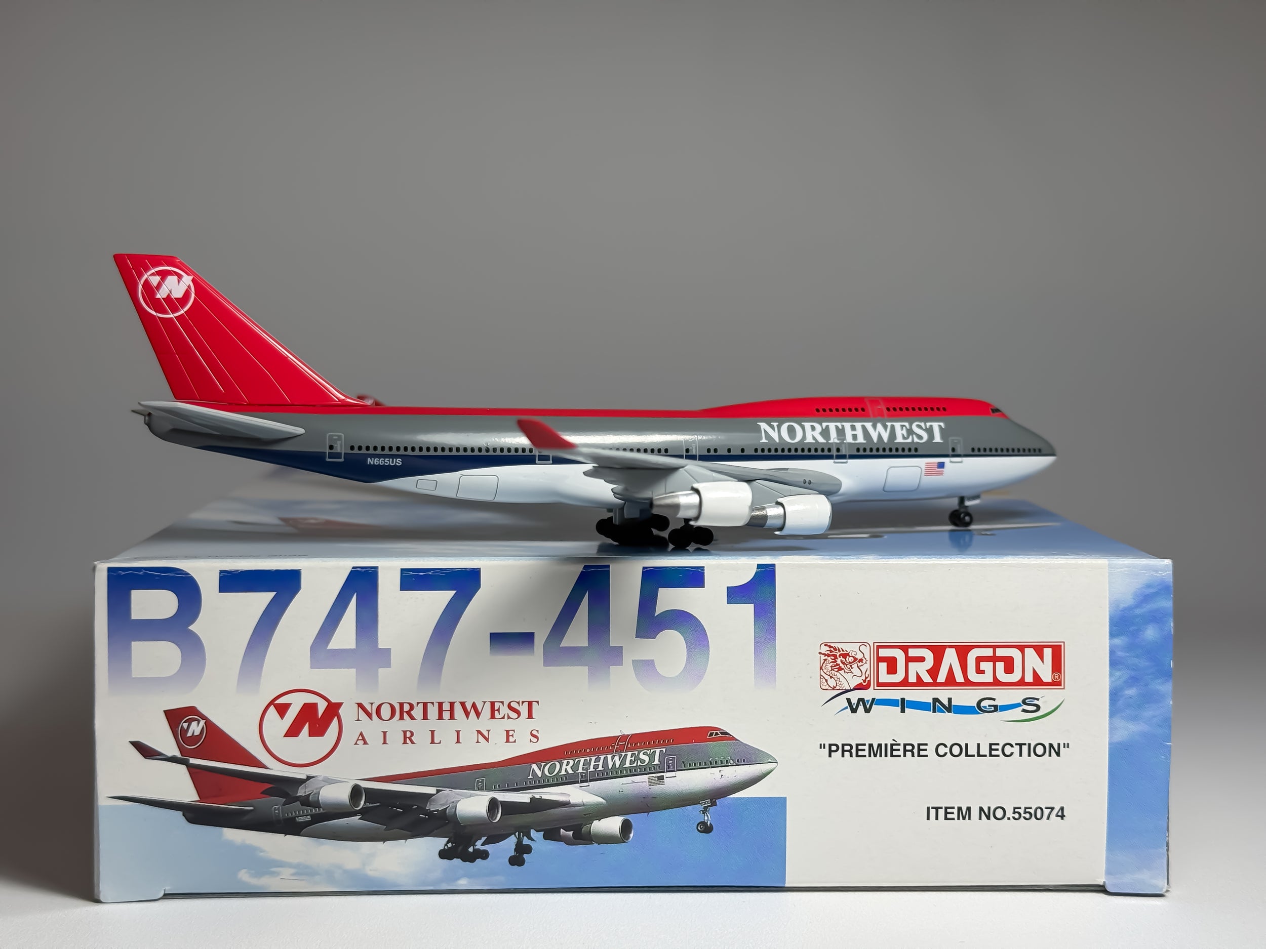 Northwest Airlines Boeing 747-400 1:400 Dragon Wings N665US (55074)