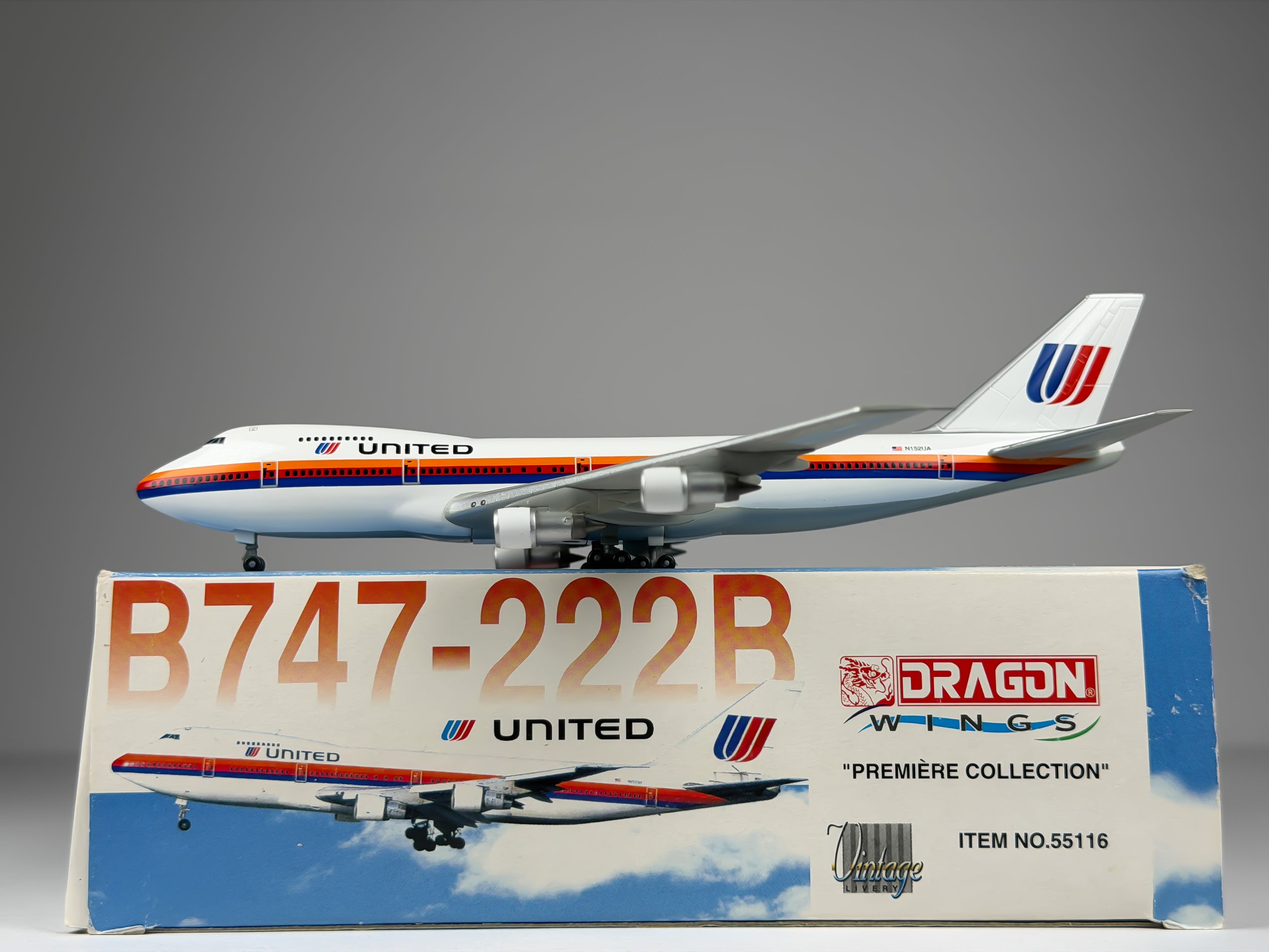 United Airlines Boeing 747-200 1:400 Dragon Wings N152UA (55116)