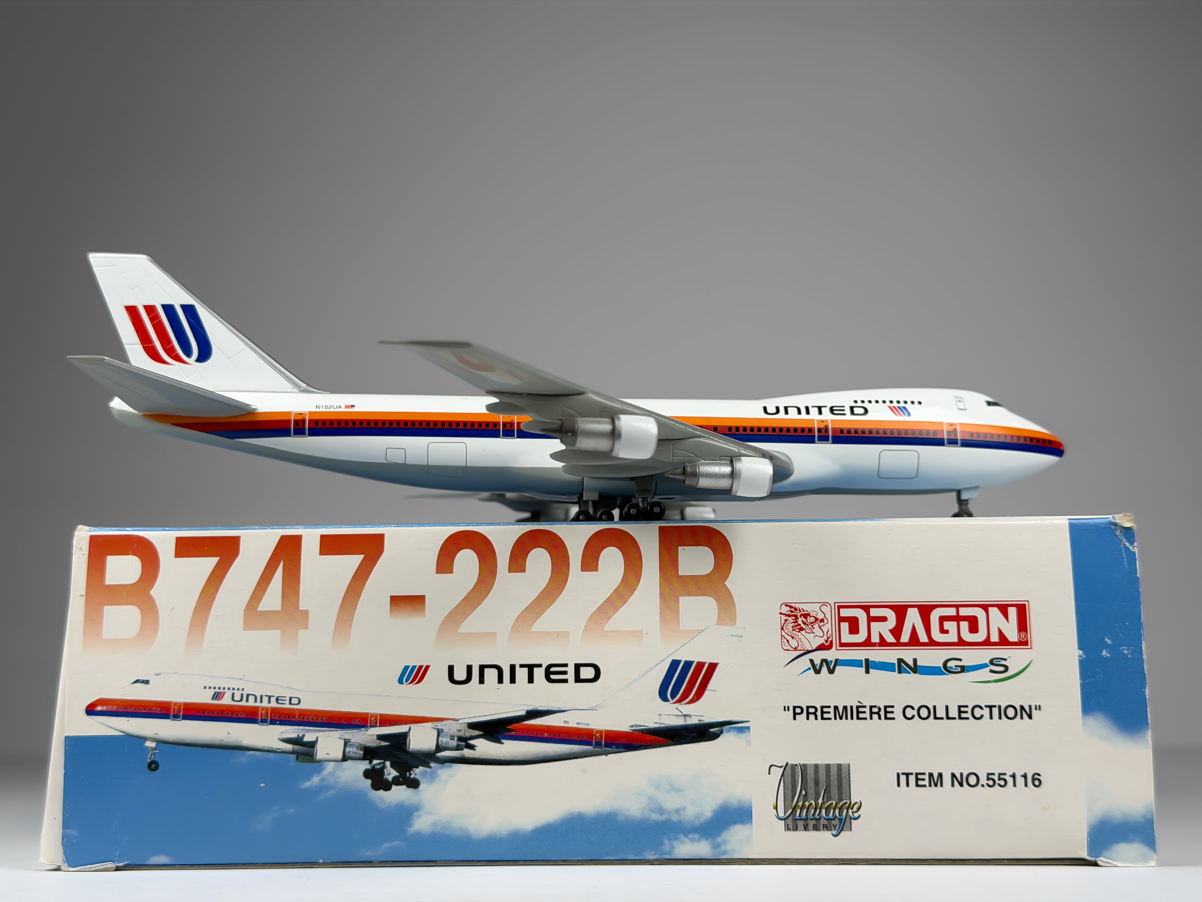 United Airlines Boeing 747-200 1:400 Dragon Wings N152UA (55116)