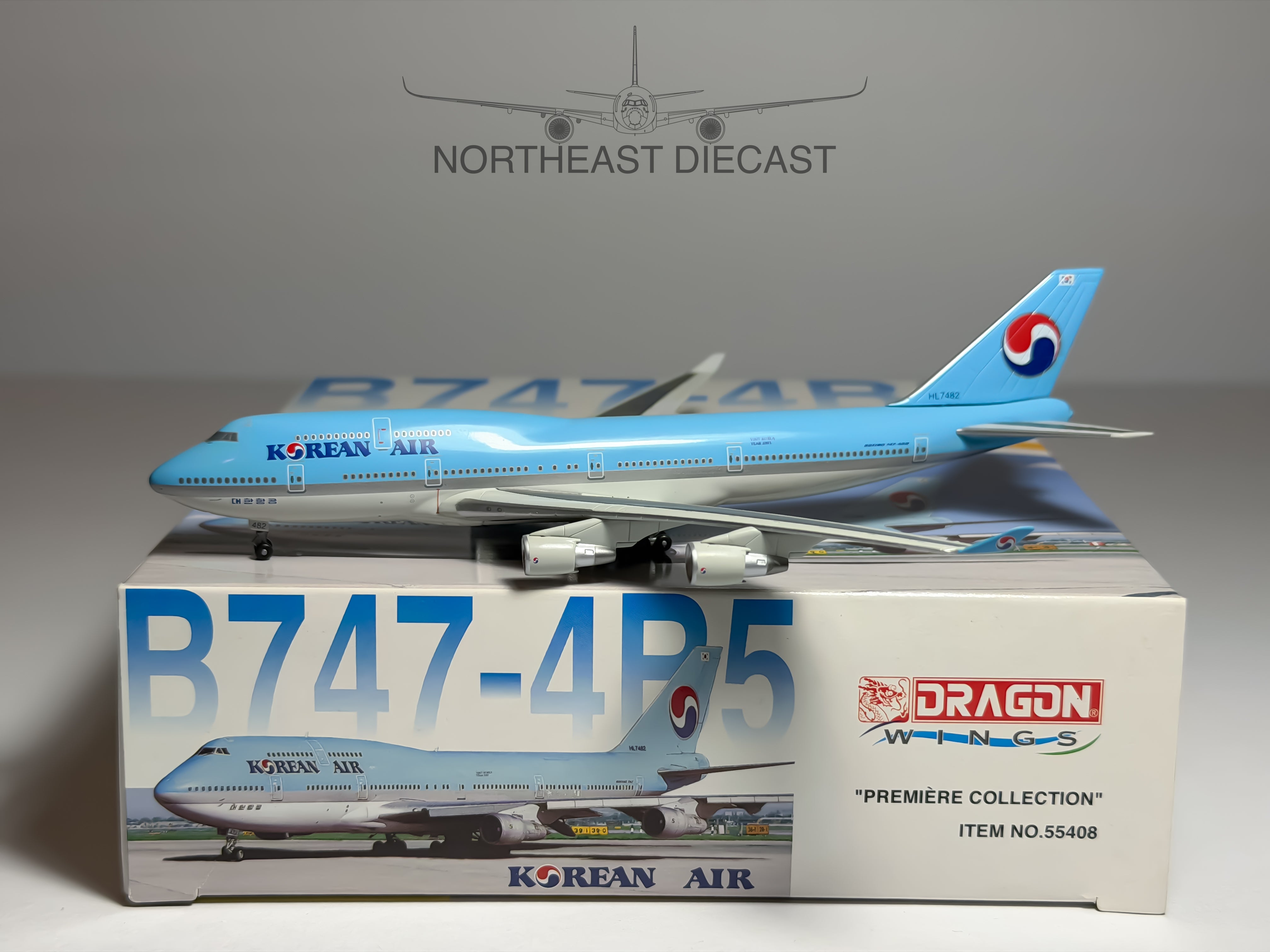 Korean Air Boeing 747-400 1:400 Dragon Wings HL7482 (55408)
