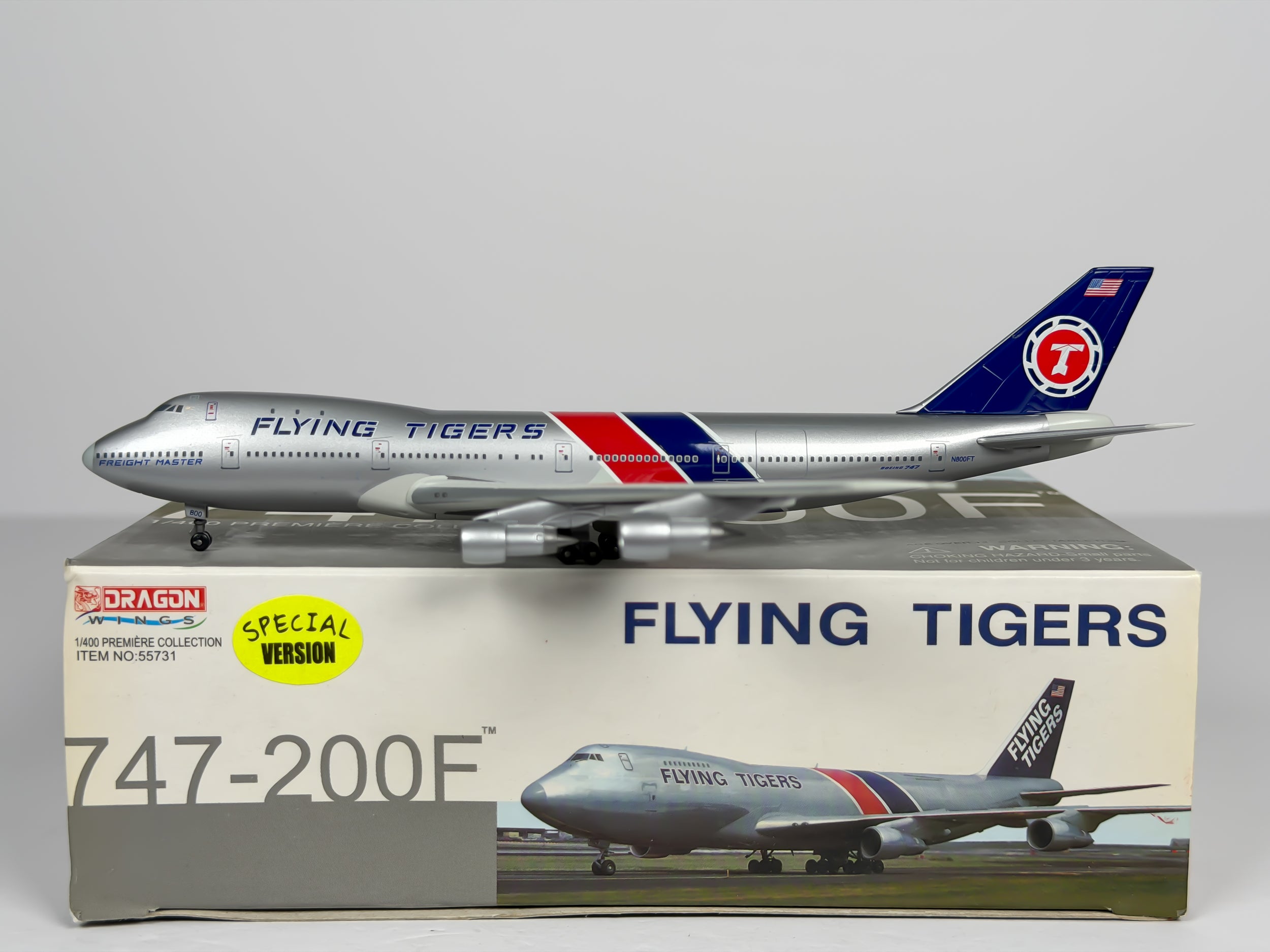 Flying Tigers Boeing 747-200F 1:400 Dragon Wings N800FT (55731A)