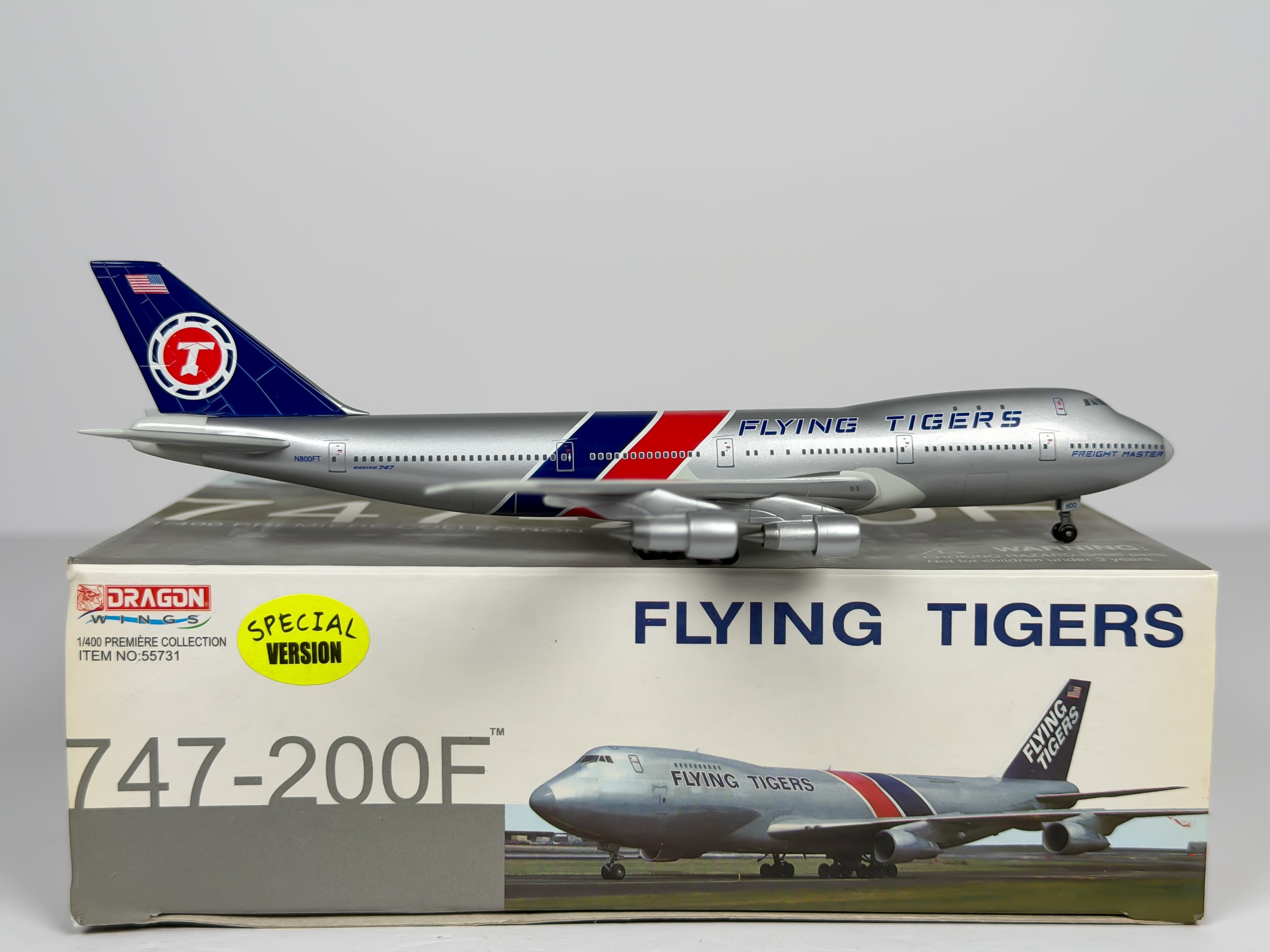 Flying Tigers Boeing 747-200F 1:400 Dragon Wings N800FT (55731A)