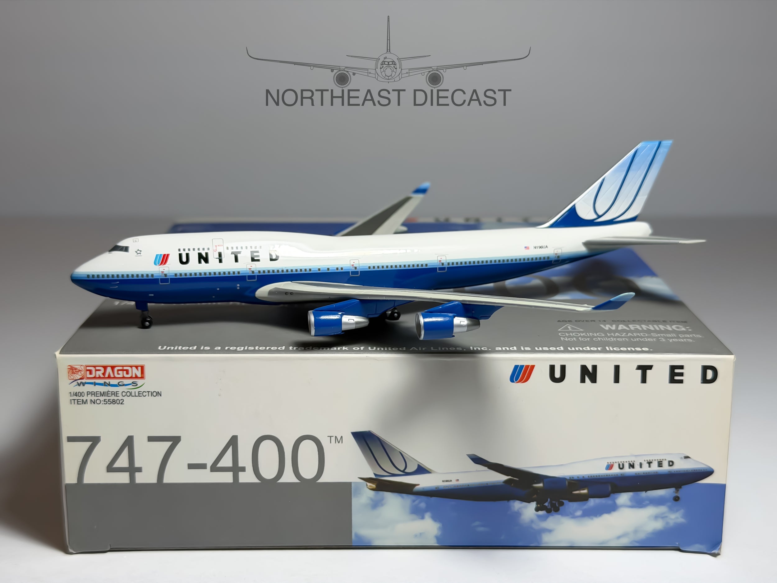 United Airlines Boeing 747-400 1:400 Dragon Wings N196UA (55802)