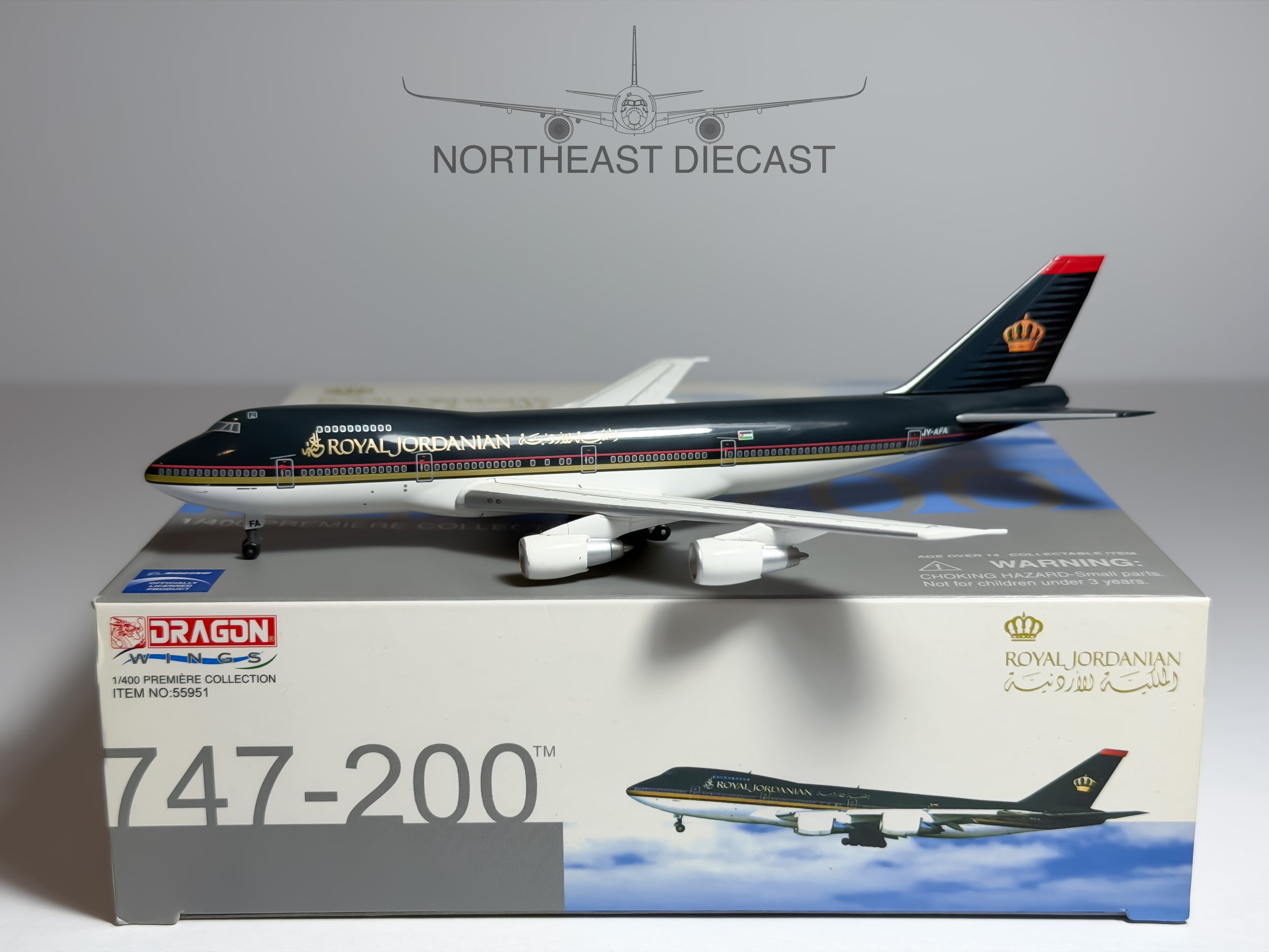 Royal Jordanian Boeing 747-200 1:400 Dragon Wings JY-AFA (55951)