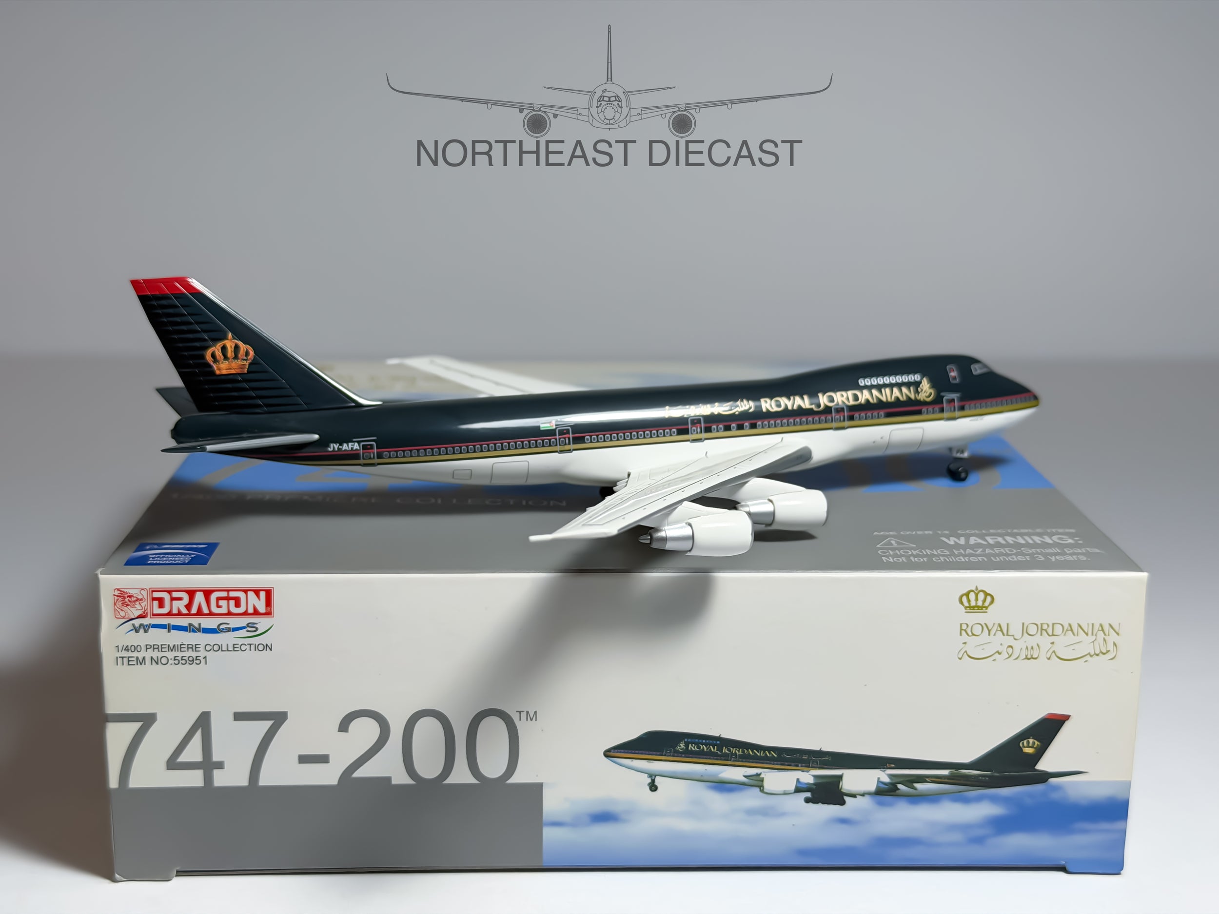 Royal Jordanian Boeing 747-200 1:400 Dragon Wings JY-AFA (55951)