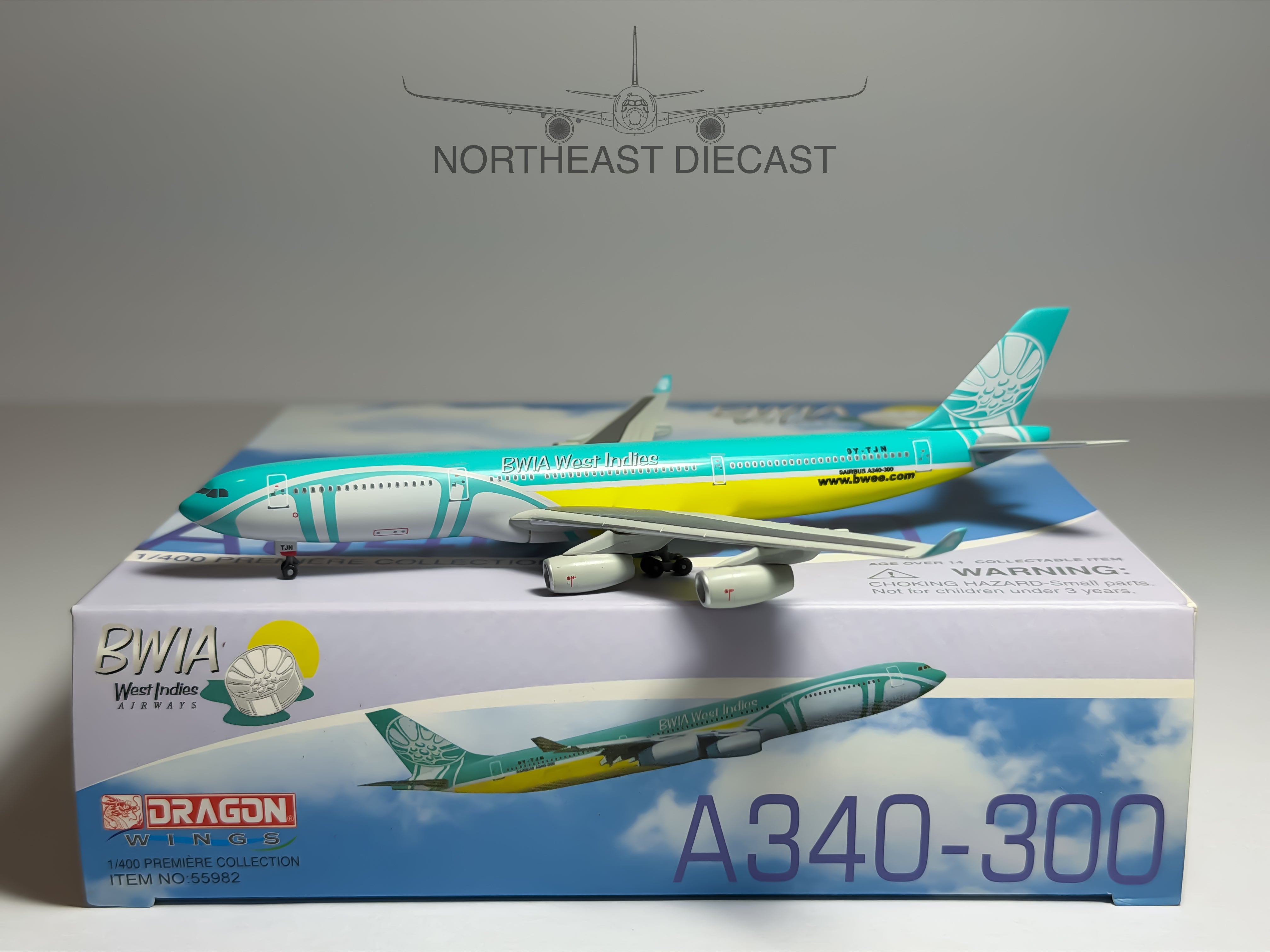 BWIA Airbus A340-300 1:400 Diecast Aircraft - Dragon Wings