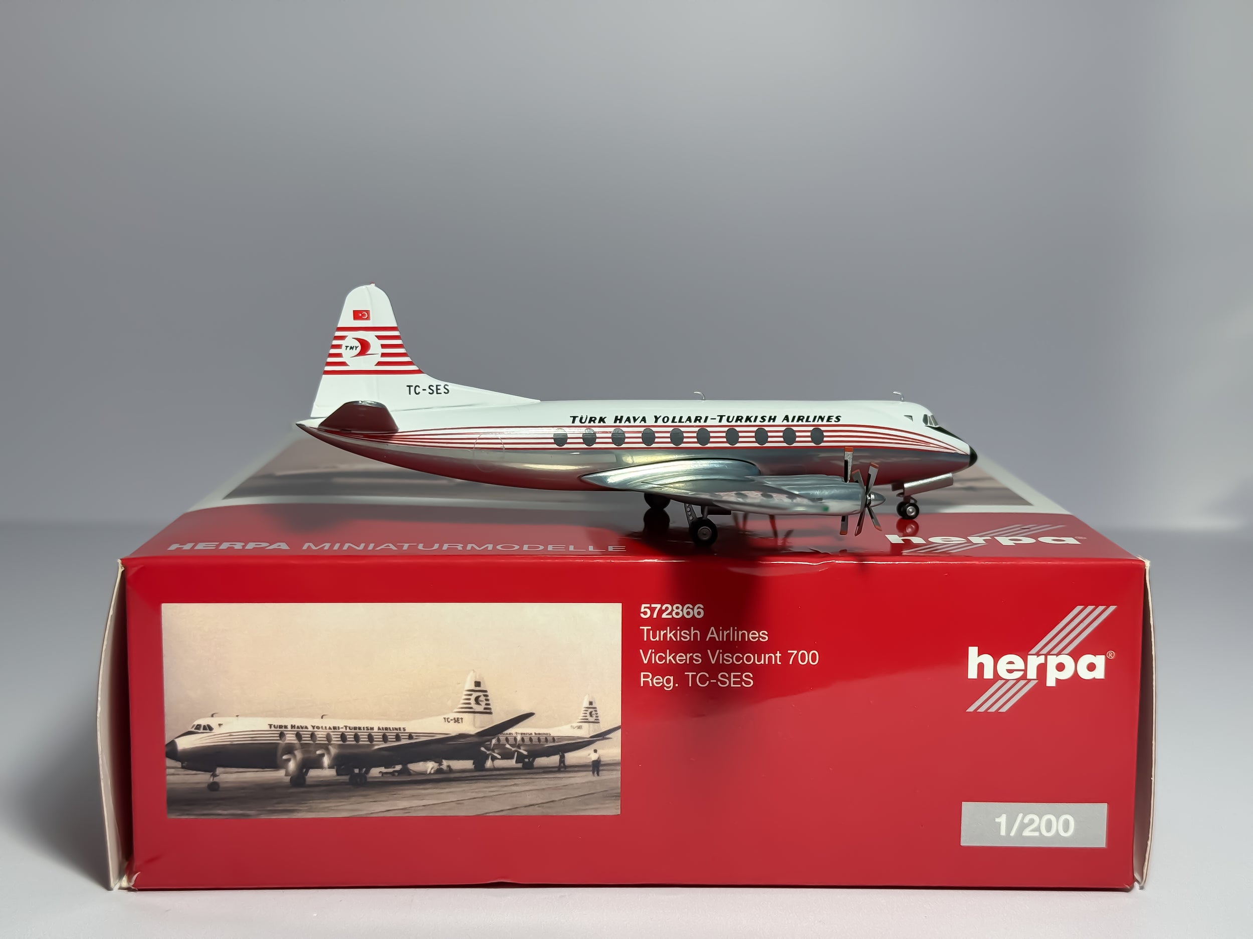 Turkish Airlines Vickers Viscount 700 1:200 Herpa TC-SES (572866)