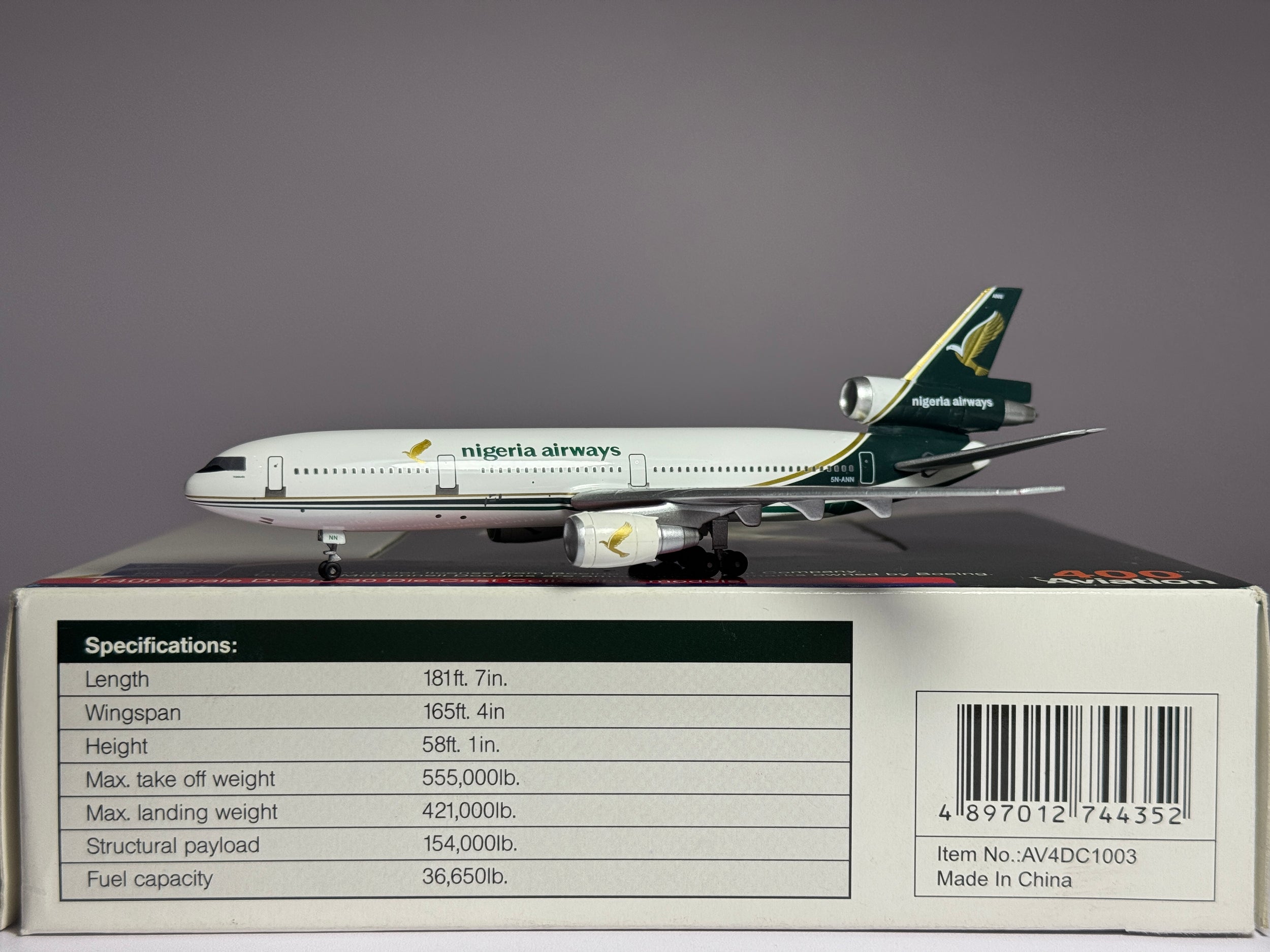 Aviation400 1:400 Nigeria Airways McDonnell Douglas DC-10-30 5N-ANN Eagle Tail AV4DC1003