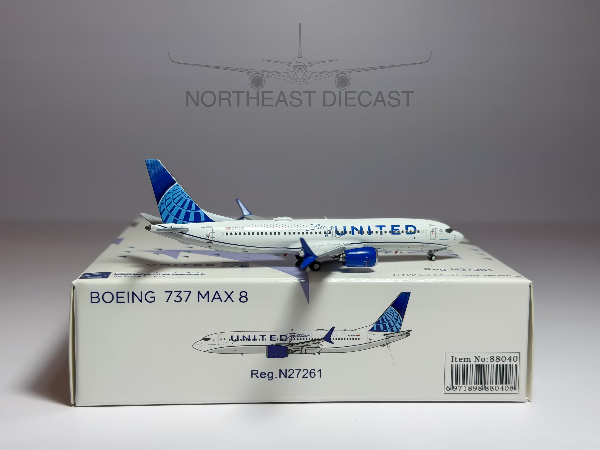 United Airlines Boeing 737 MAX 8 1:400 NG Models N27261 (88040)