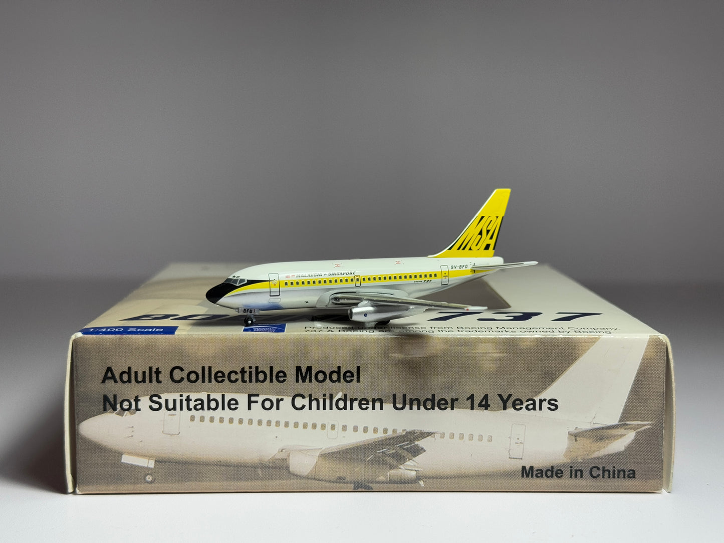 Aeroclassics 1:400 MSA Malaysia Singapore Boeing 737-100 9V-BFD 1970s colors AC9VBFD