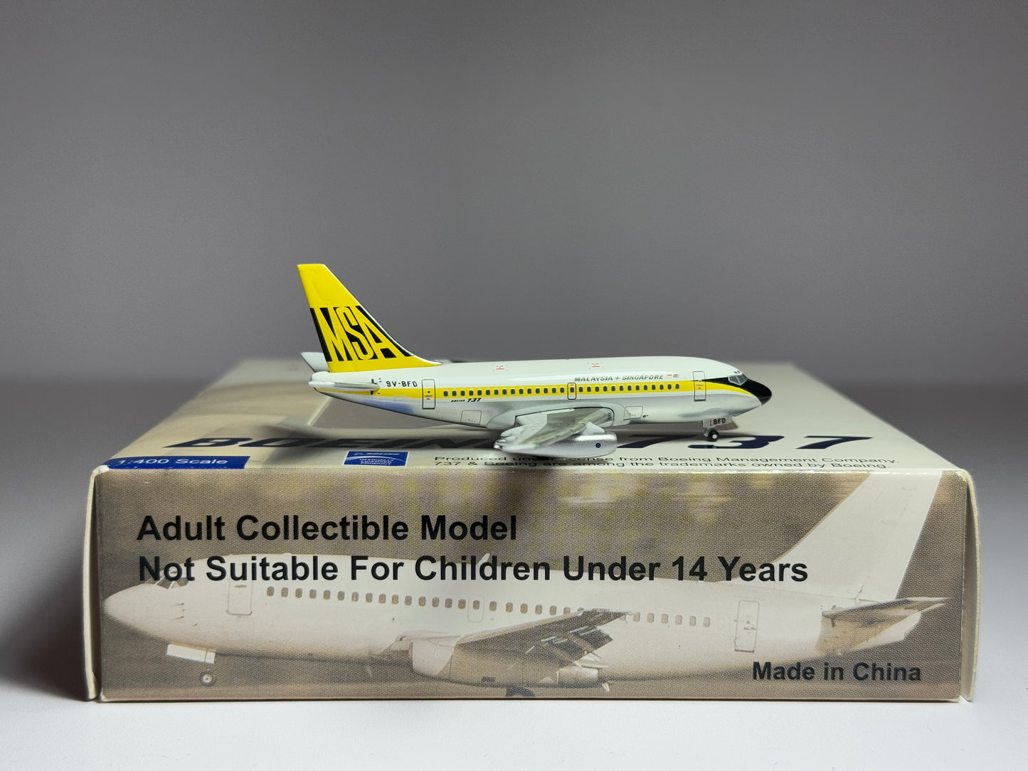 Aeroclassics 1:400 MSA Malaysia Singapore Boeing 737-100 9V-BFD 1970s colors AC9VBFD