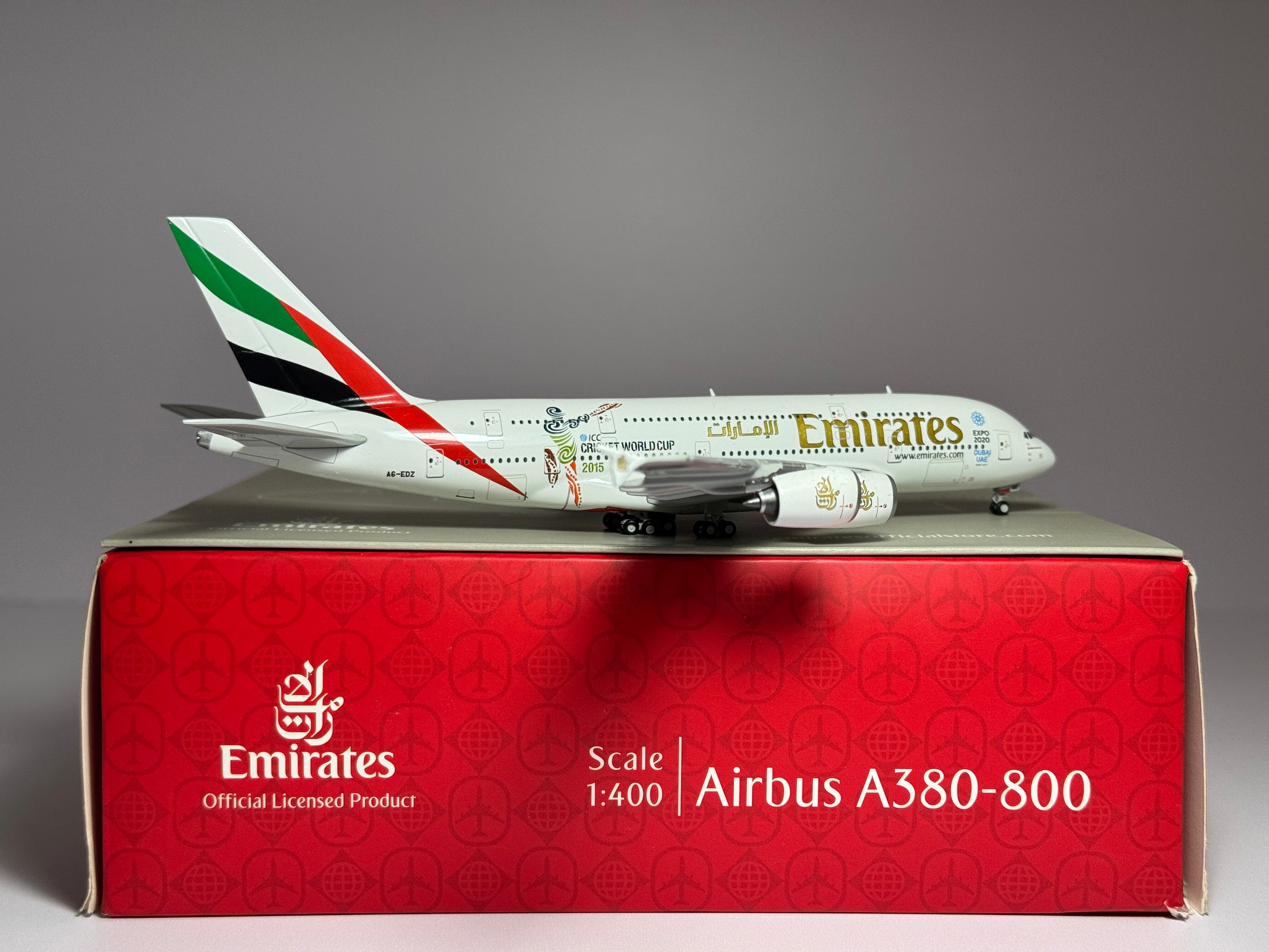 Gemini Jets 1:400 Emirates Airbus A380-800 A6-EDZ Cricket World Cup GJUAE1469
