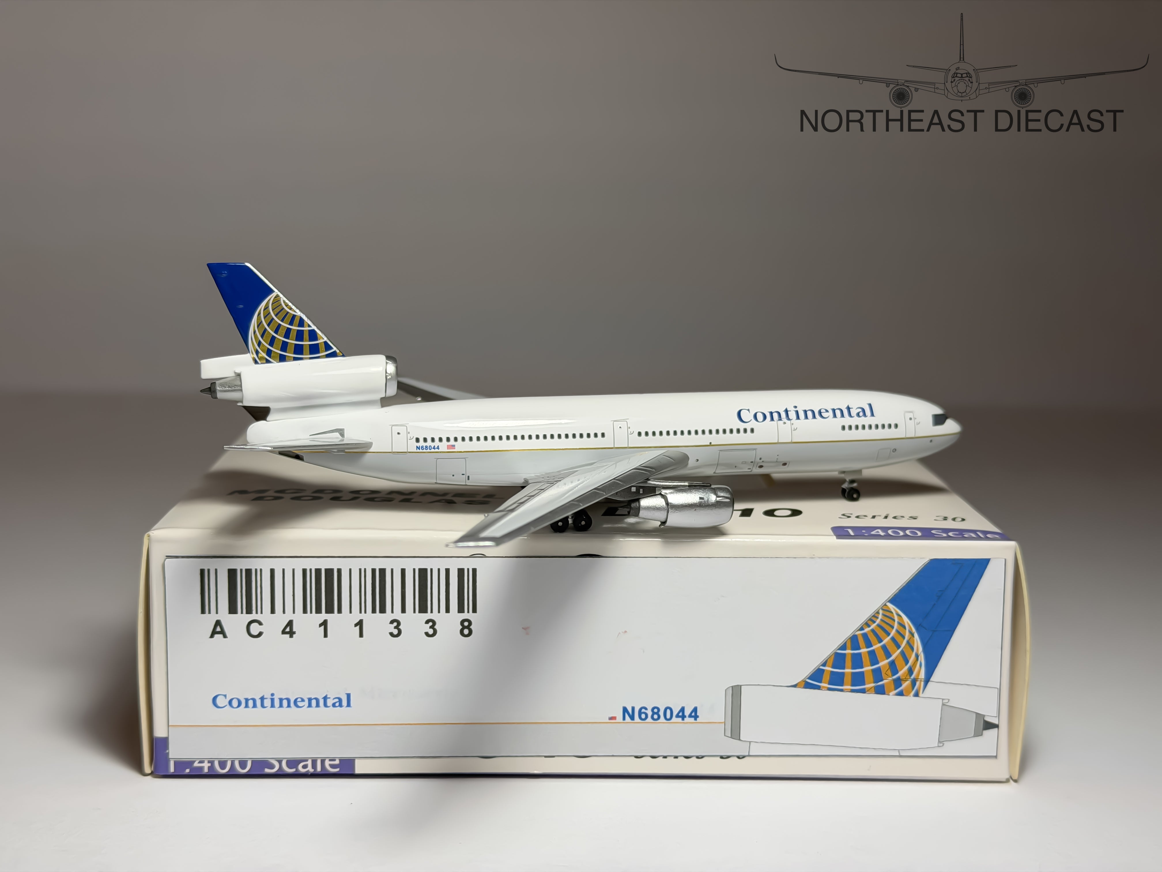 Continental Airlines McDonnell Douglas DC-10-10 1:400 Aeroclassics N68044 (AC411338)