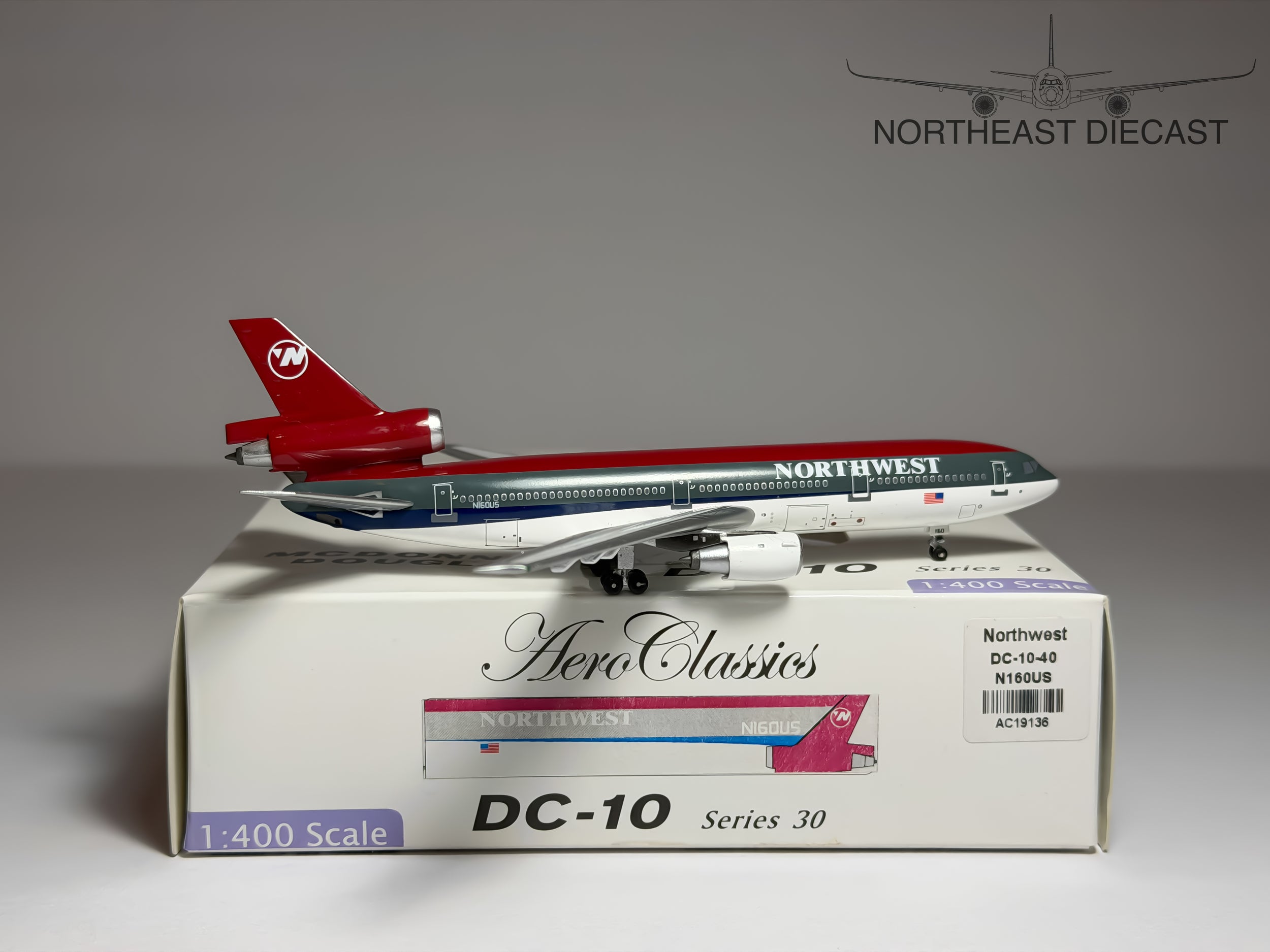 Northwest Airlines McDonnell Douglas DC-10-40 1:400 Aeroclassics N160US (ACN160US)