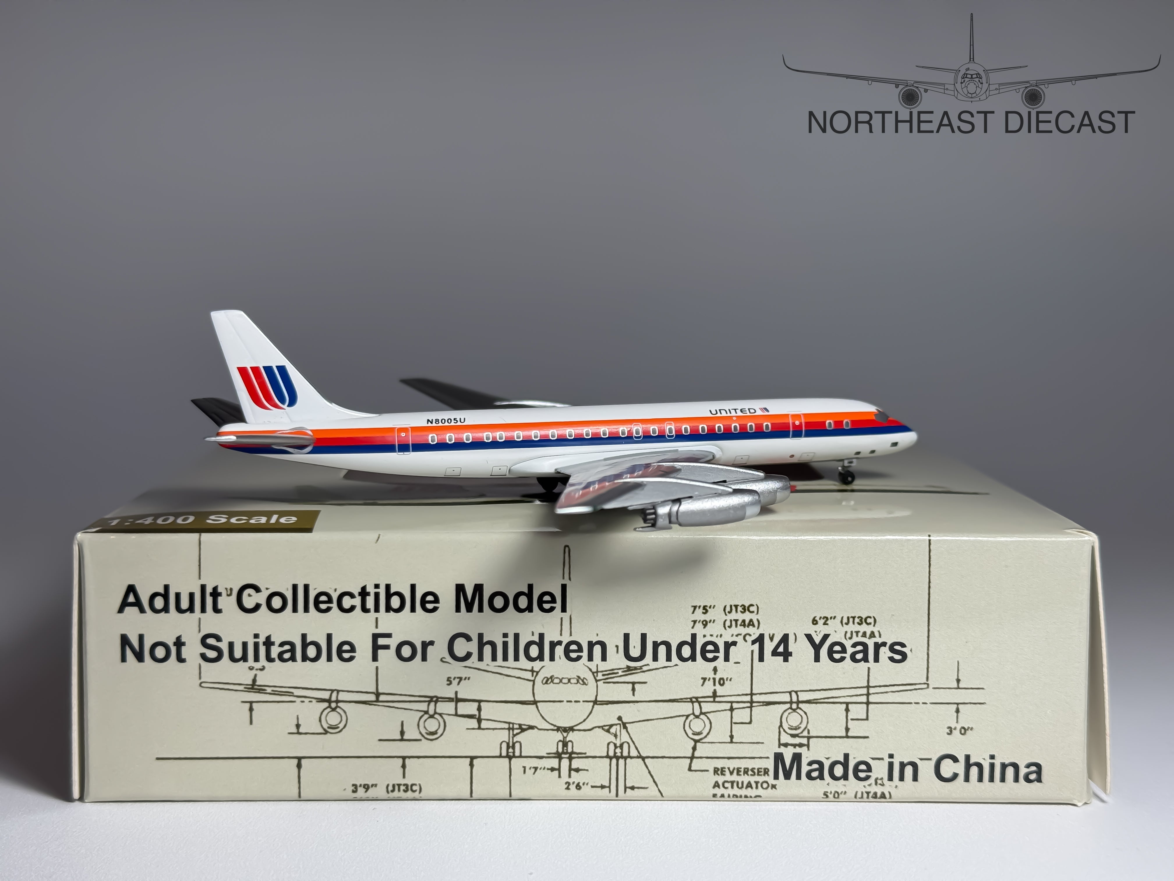 United Airlines Douglas DC-8-20 1:400 Aeroclassics N8005U (ACN8005U)