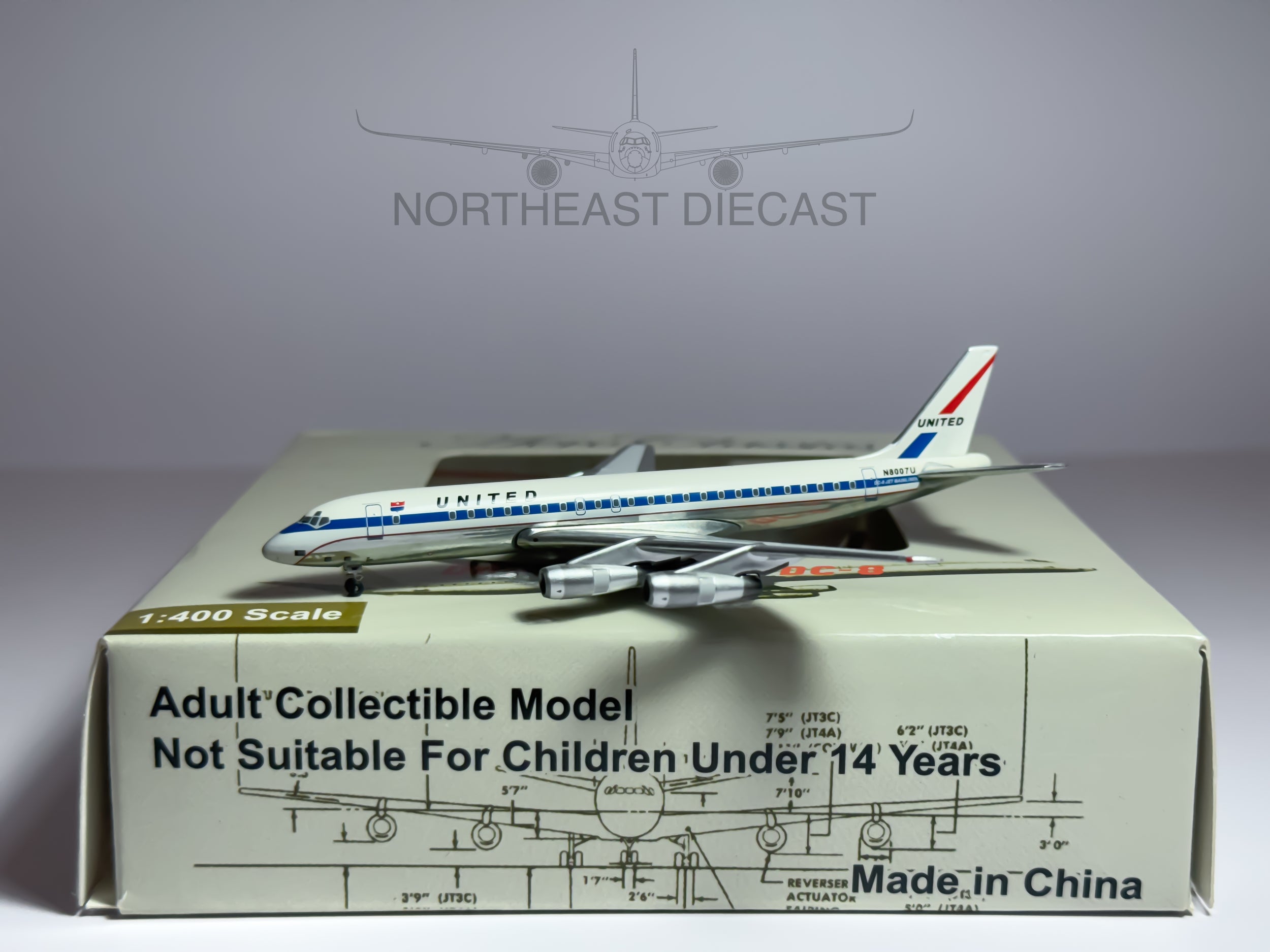 United Airlines Douglas DC-8-50 1:400 Aeroclassics N8007U (ACN8007U)
