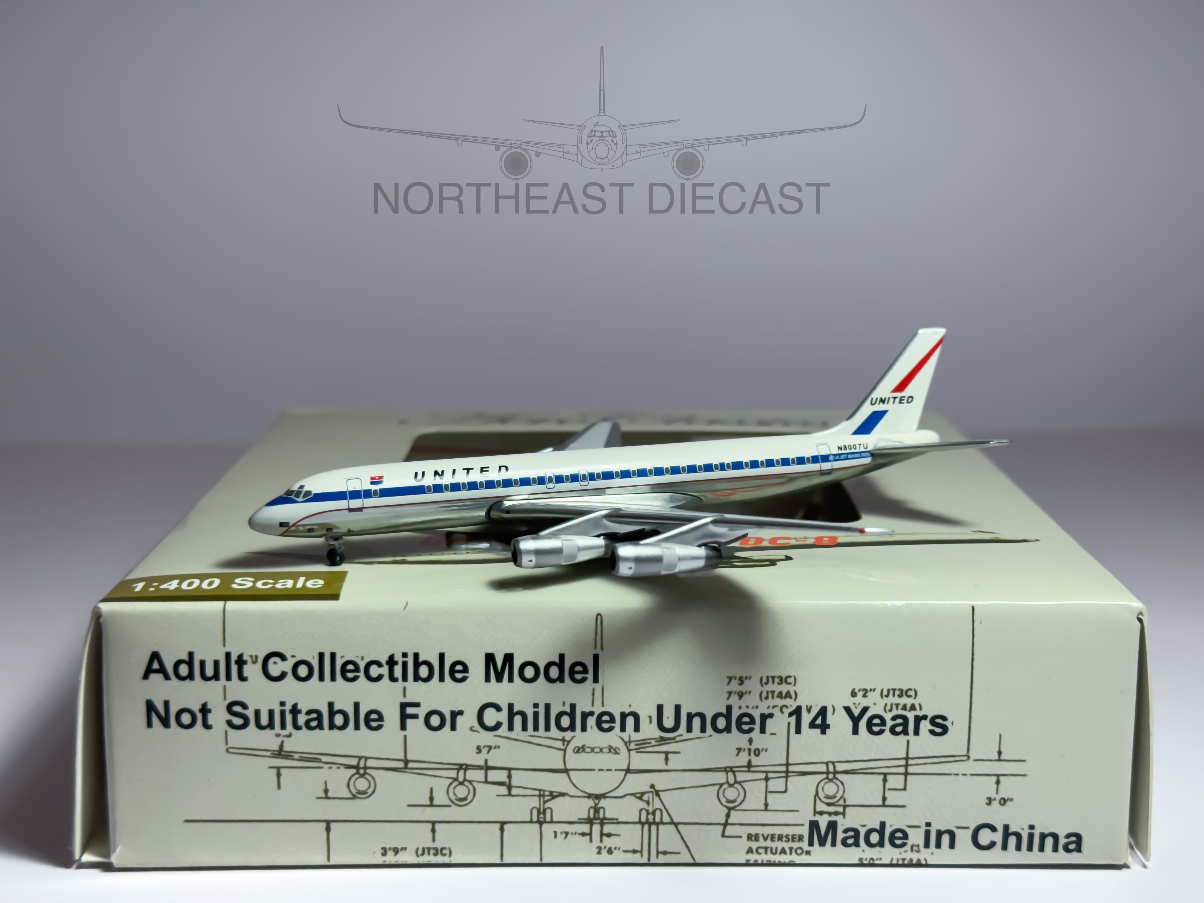 United Airlines Douglas DC-8-50 1:400 Aeroclassics N8007U (ACN8007U)
