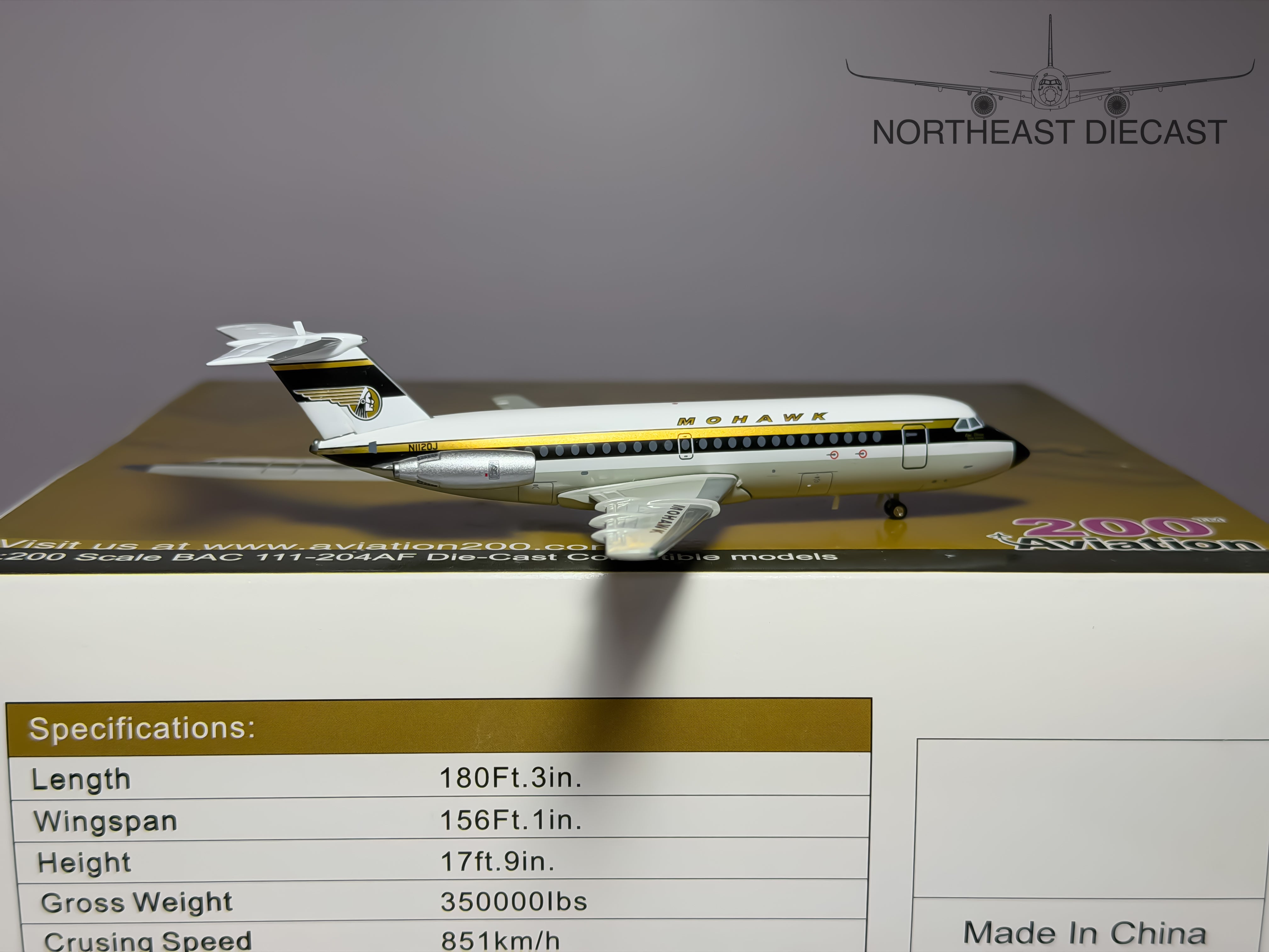 Mohawk BAC 1-11-0200 1:200 Aviation200 N1120J (AV2111012)
