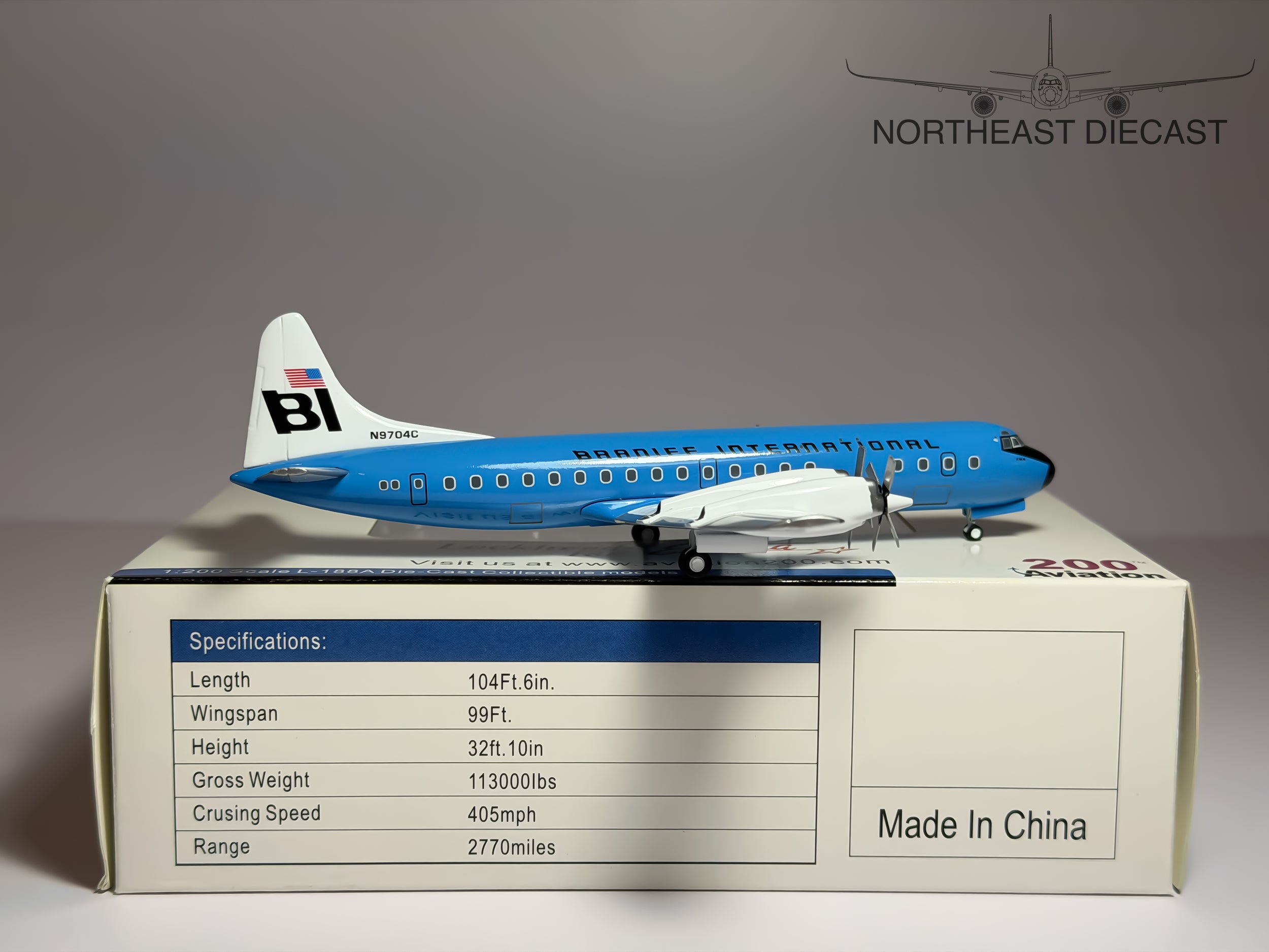 Braniff International Lockheed L-188A Electra 1:200 Aviation200 N9704C (AV2188002)