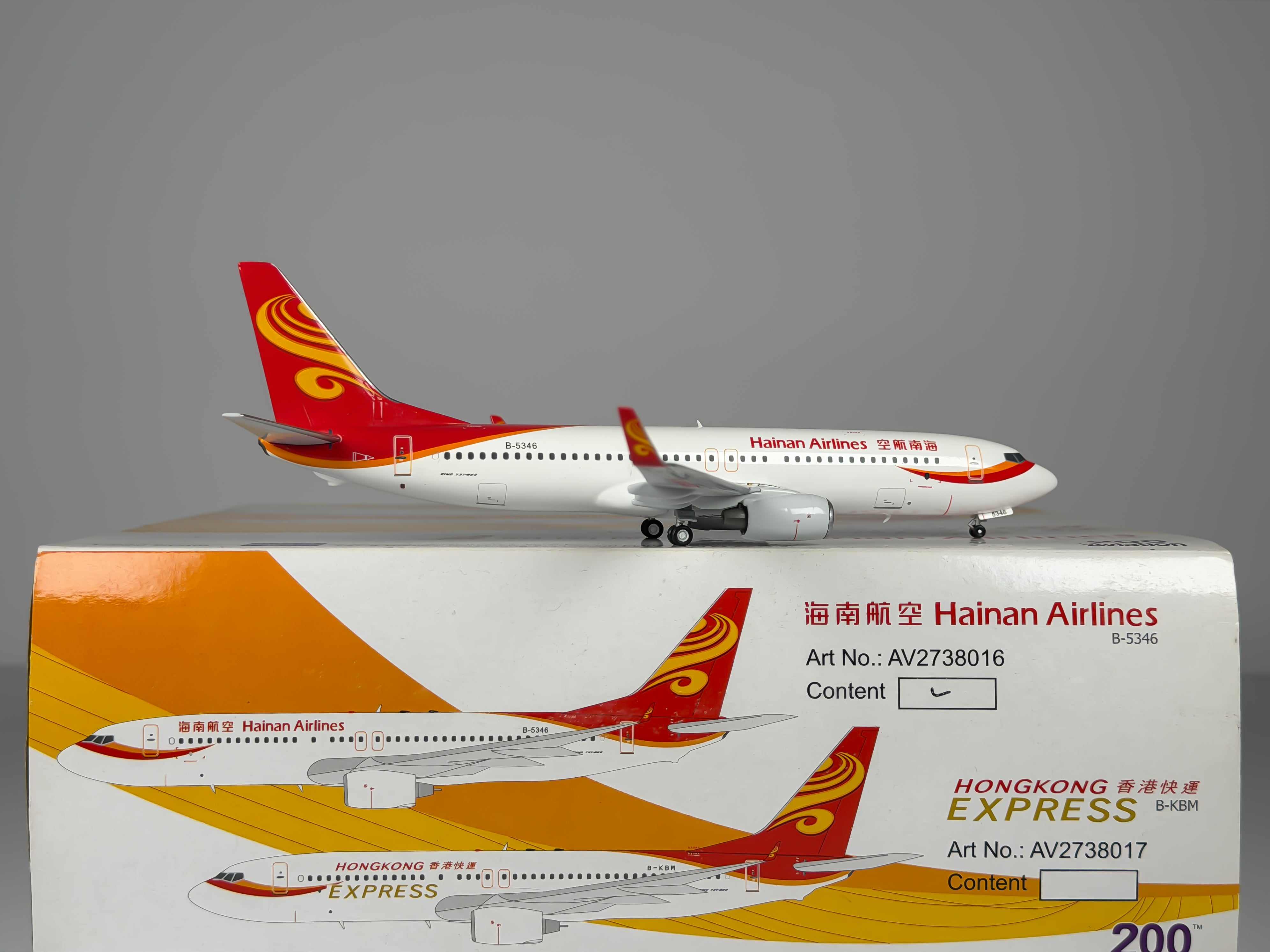 Hainan Airlines Boeing 737-800 1:200 Aviation200 B-5346 (AV2738016)
