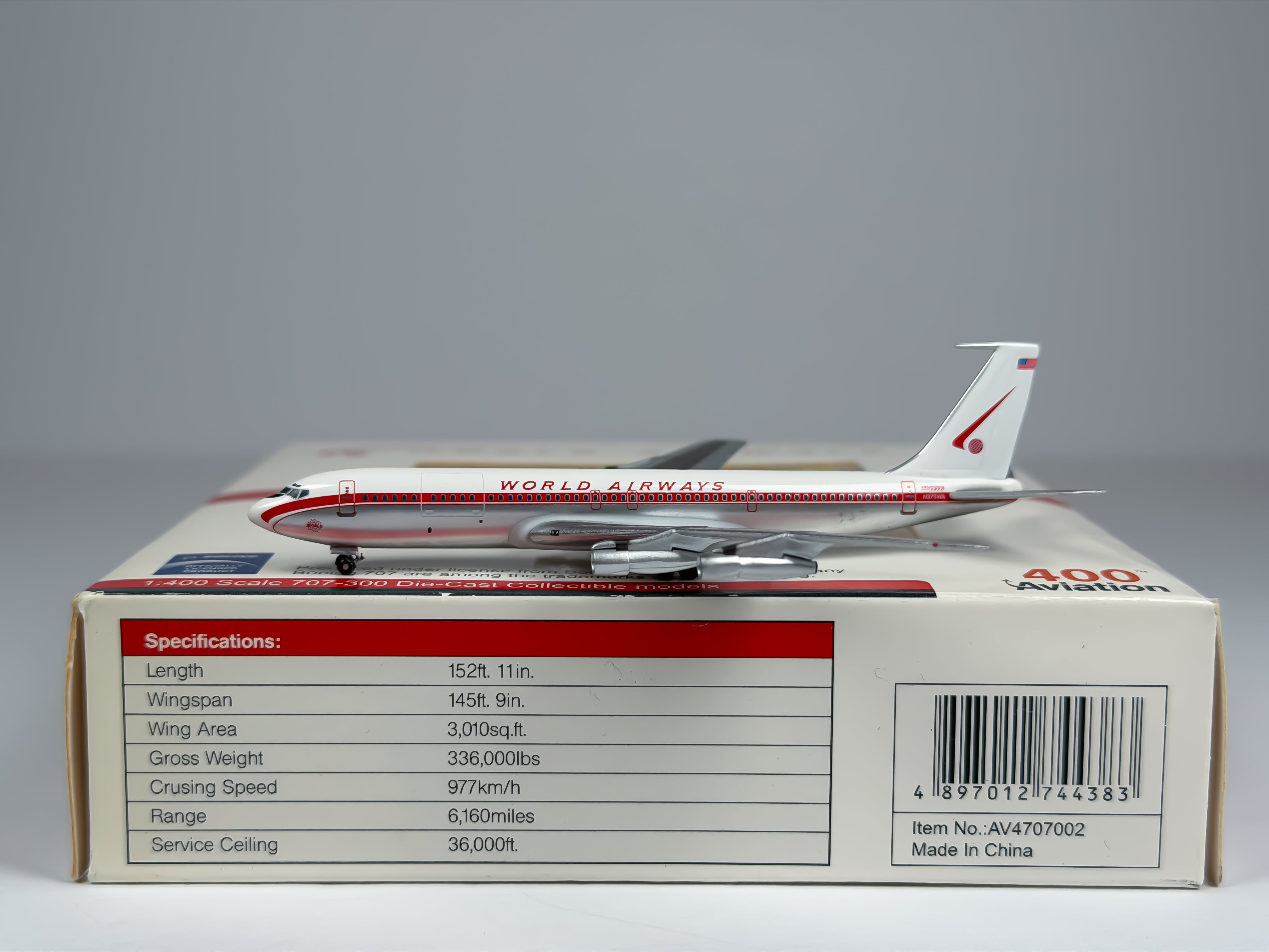 World Airways Boeing 707-300 1:400 Aviation400 N375WA (AV4707002)