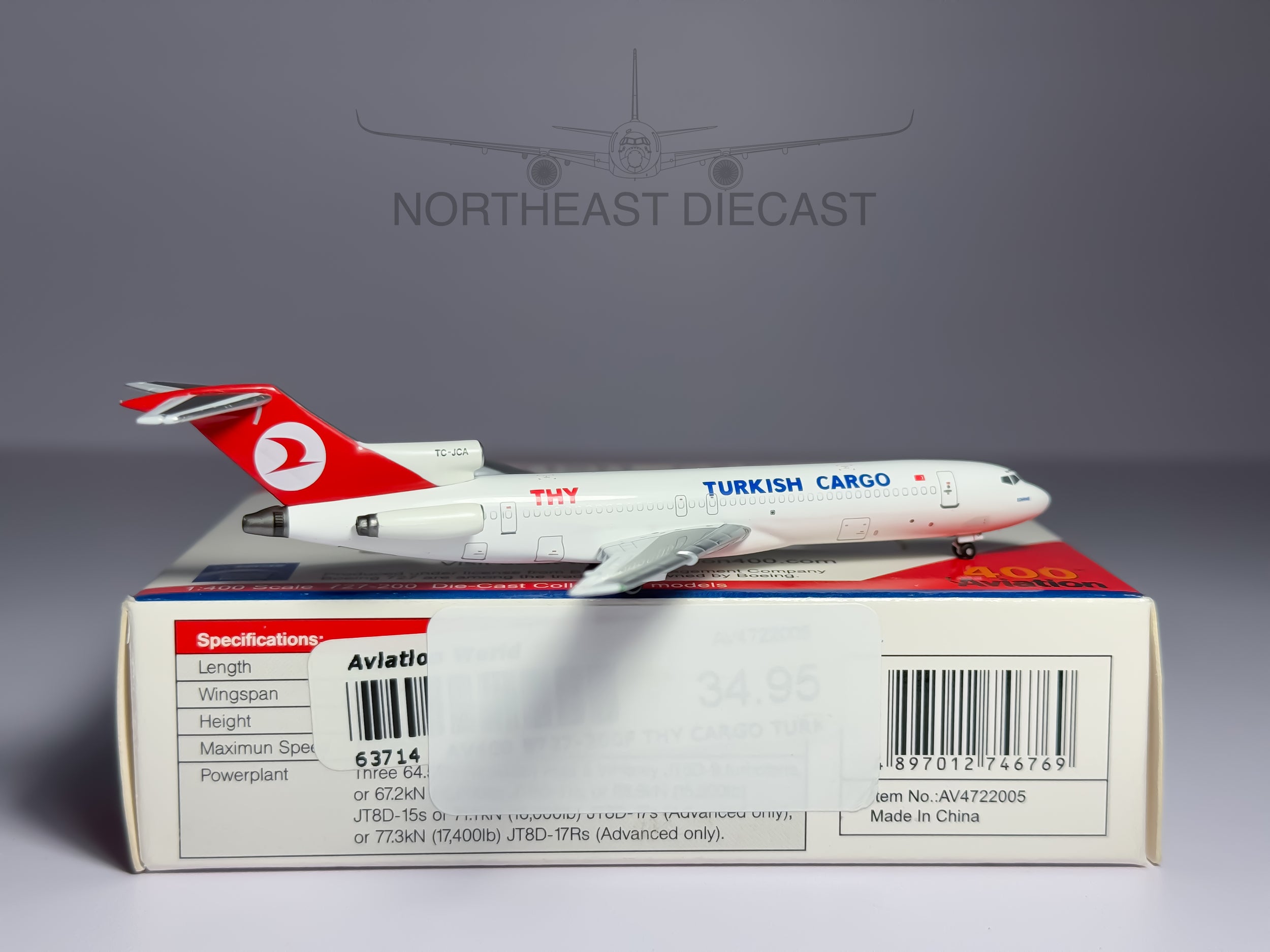 Turkish Airlines Boeing 727-200F 1:400 Aviation400 TC-JCA (AV4722005)
