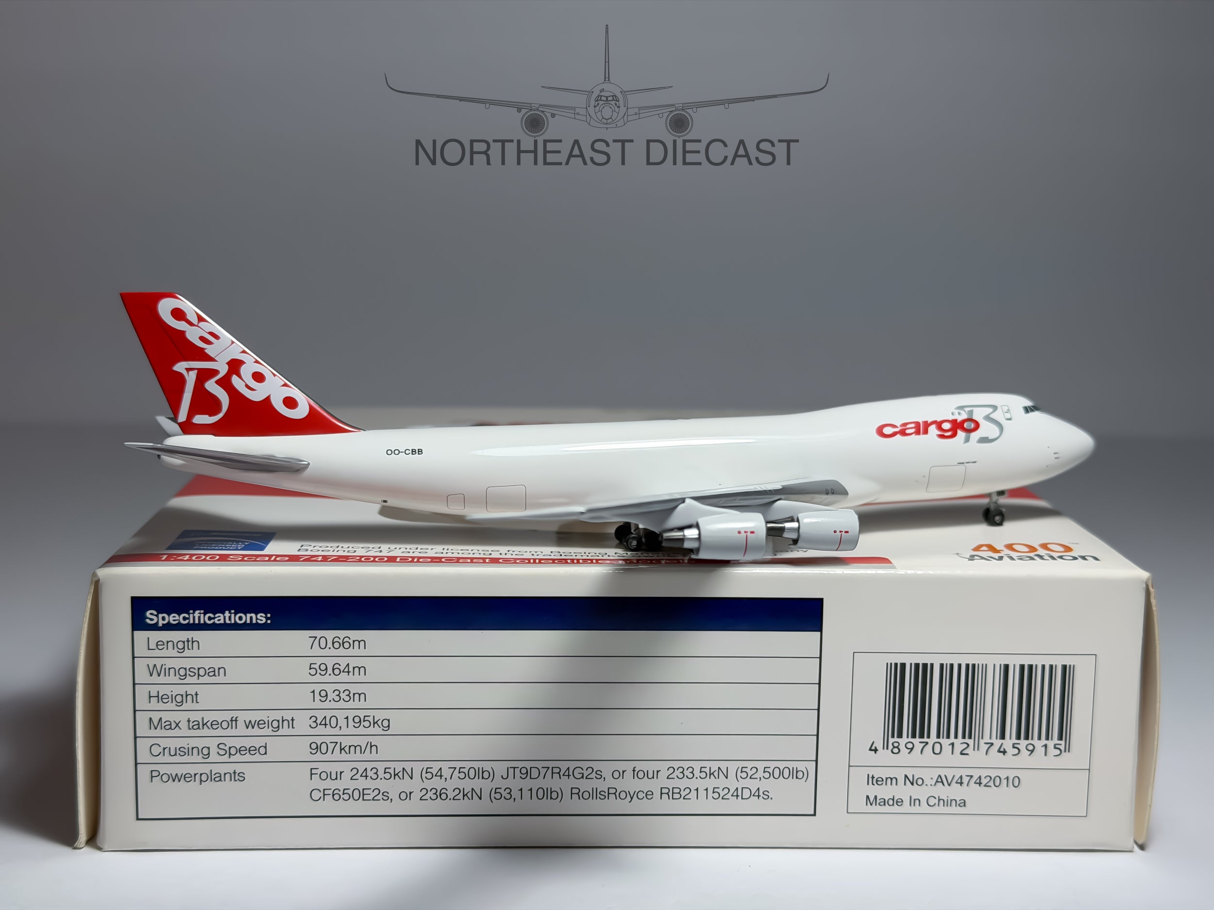 Cargo B Boeing 747-200F 1:400 Aviation400 OO-CBB (AV4742010)