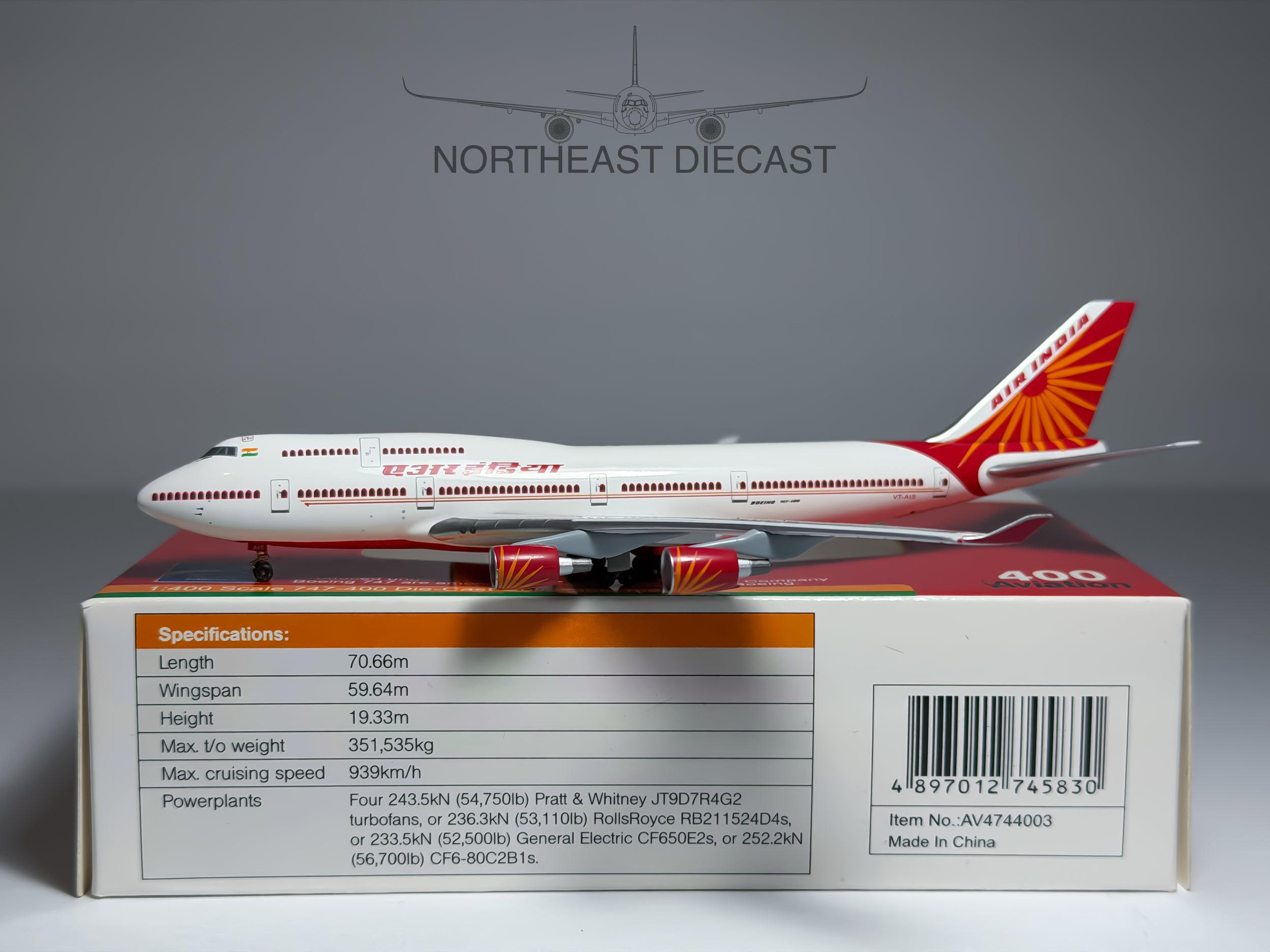 Air India Boeing 747-400 1:400 Aviation400 VT-AIS (AV4744003)