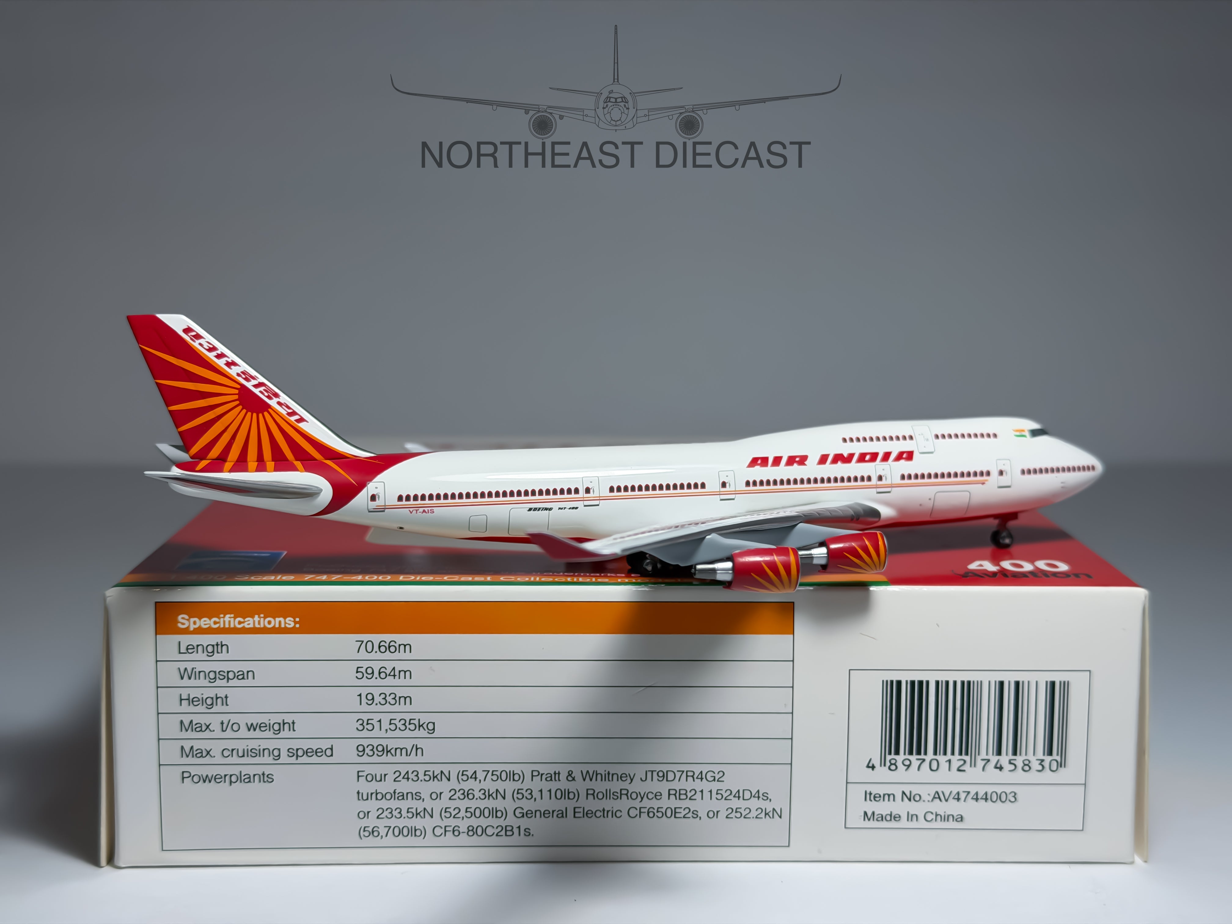 Air India Boeing 747-400 1:400 Aviation400 VT-AIS (AV4744003)
