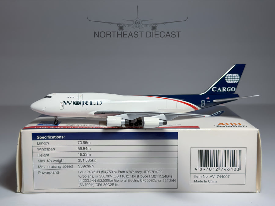 World Cargo Boeing 747-400F 1:400 Aviation400 N740WA (AV4744007)