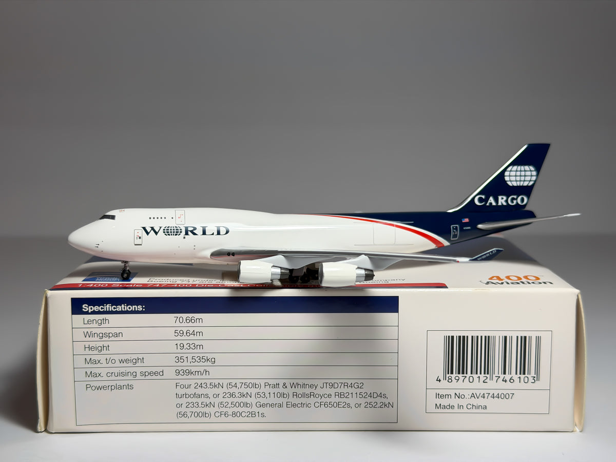 World Cargo Boeing 747-400F 1:400 Aviation400 N740WA (AV4744007)
