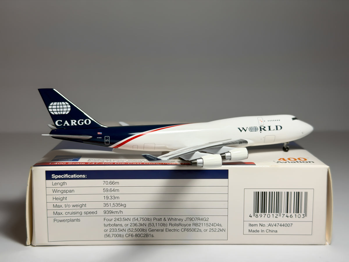 World Cargo Boeing 747-400F 1:400 Aviation400 N740WA (AV4744007)