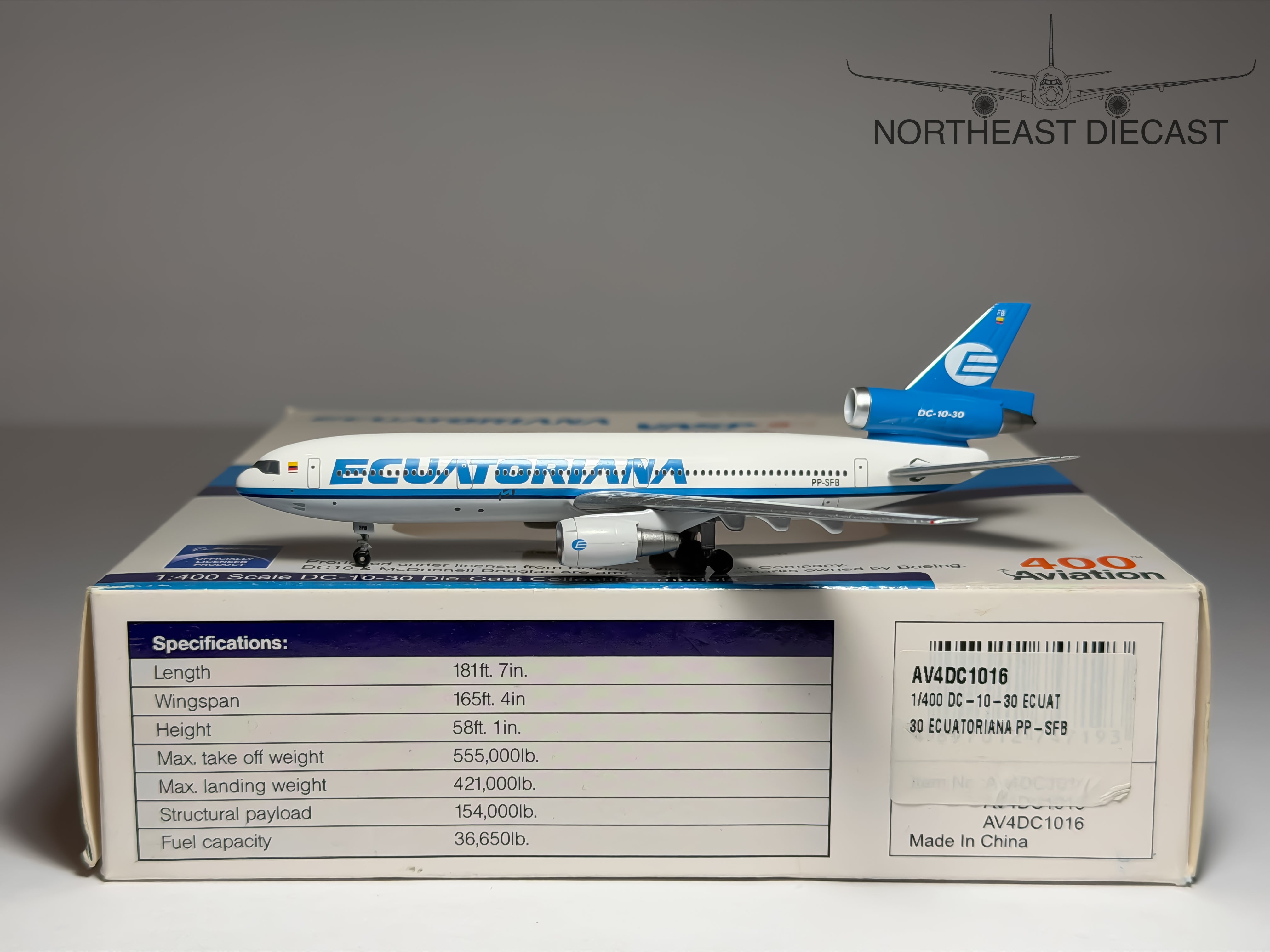 Ecuatoriana McDonnell Douglas DC-10-30 1:400 Aviation400 PP-SFB (AV4DC1016)