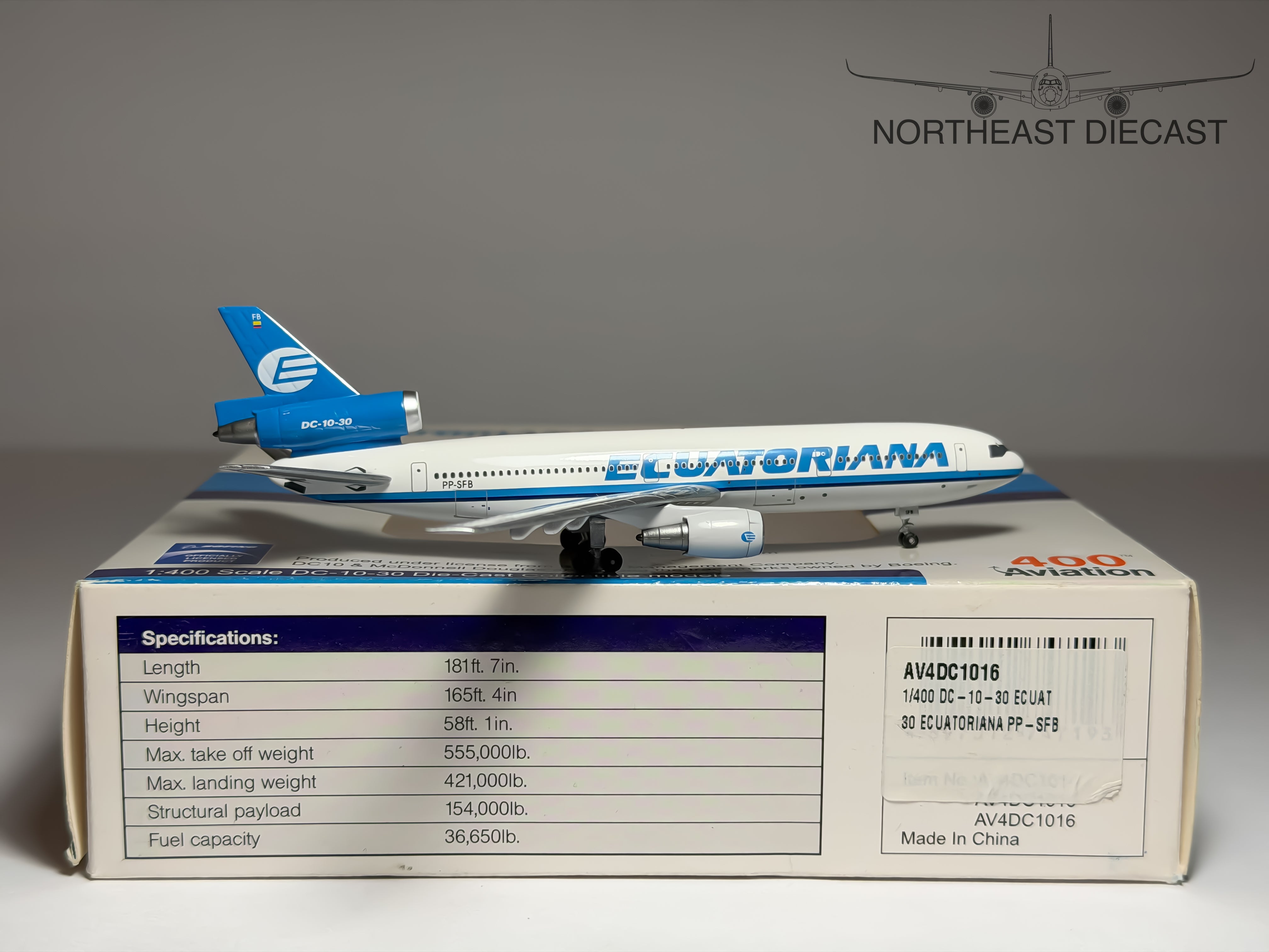 Ecuatoriana McDonnell Douglas DC-10-30 1:400 Aviation400 PP-SFB (AV4DC1016)