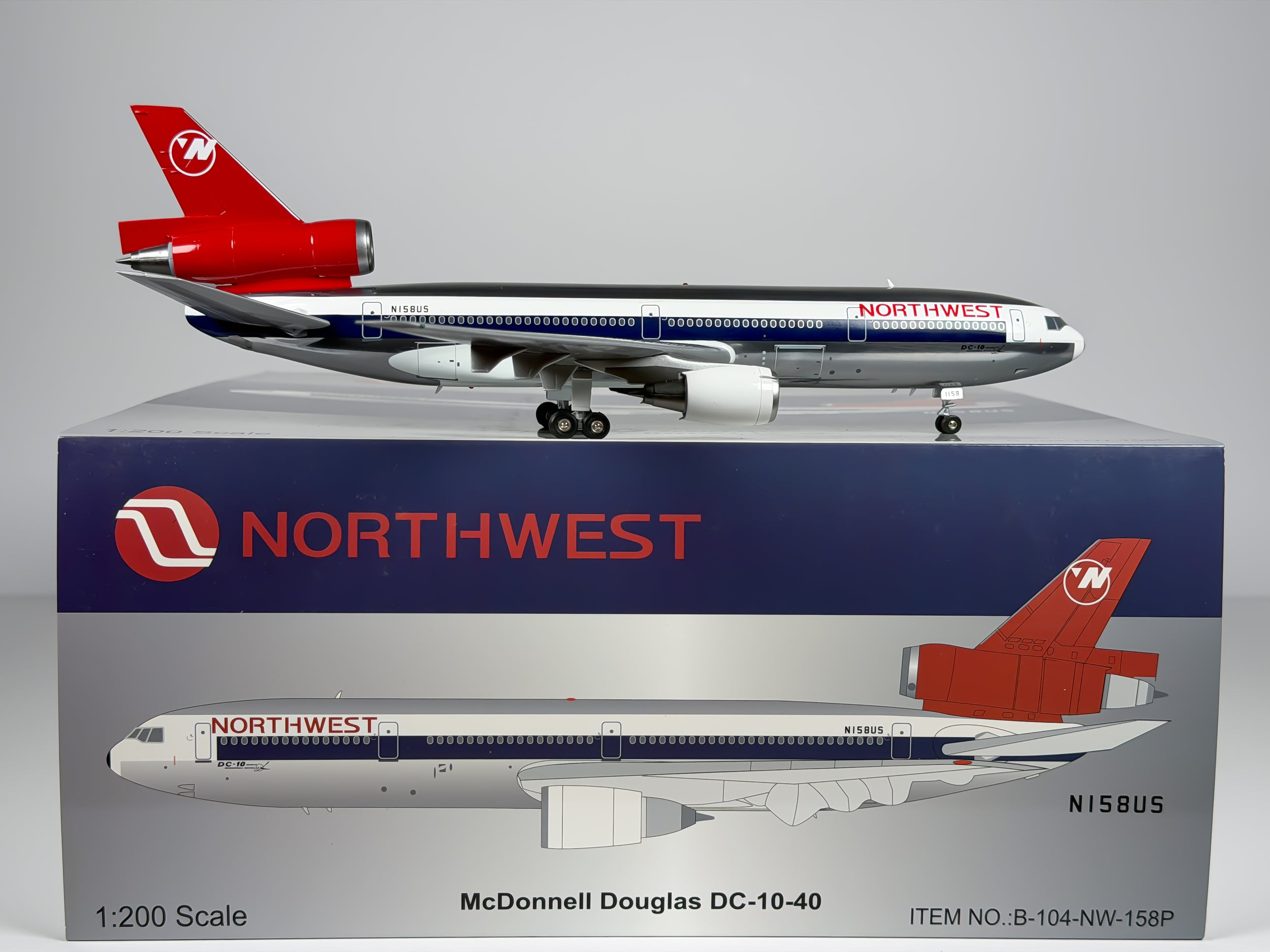 Northwest Airlines McDonnell Douglas DC-10-40 1:200 Inflight200 N158US (B-104-NW-158P)