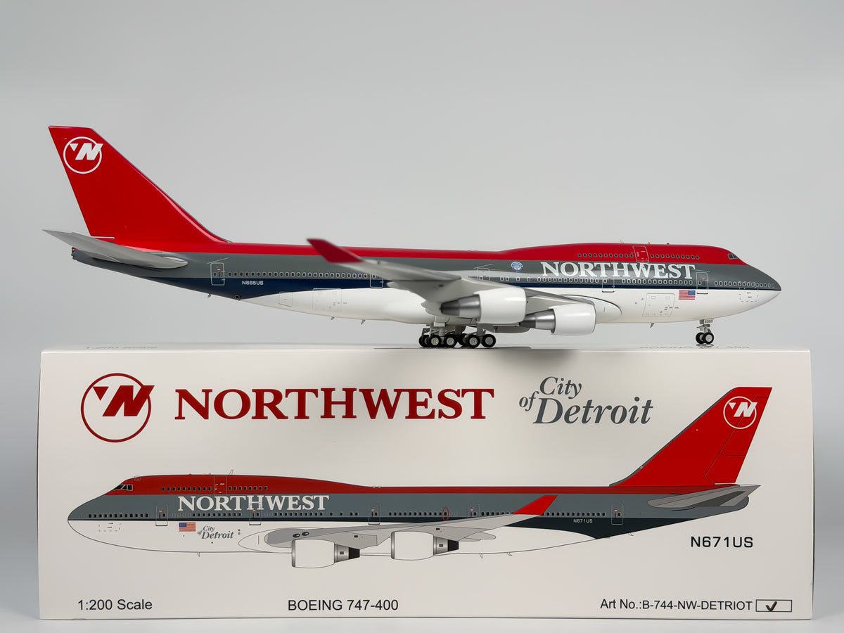 Northwest Airlines Boeing 747-400 1:200 InFlight200 N671US (B-744-NW-DETROIT)
